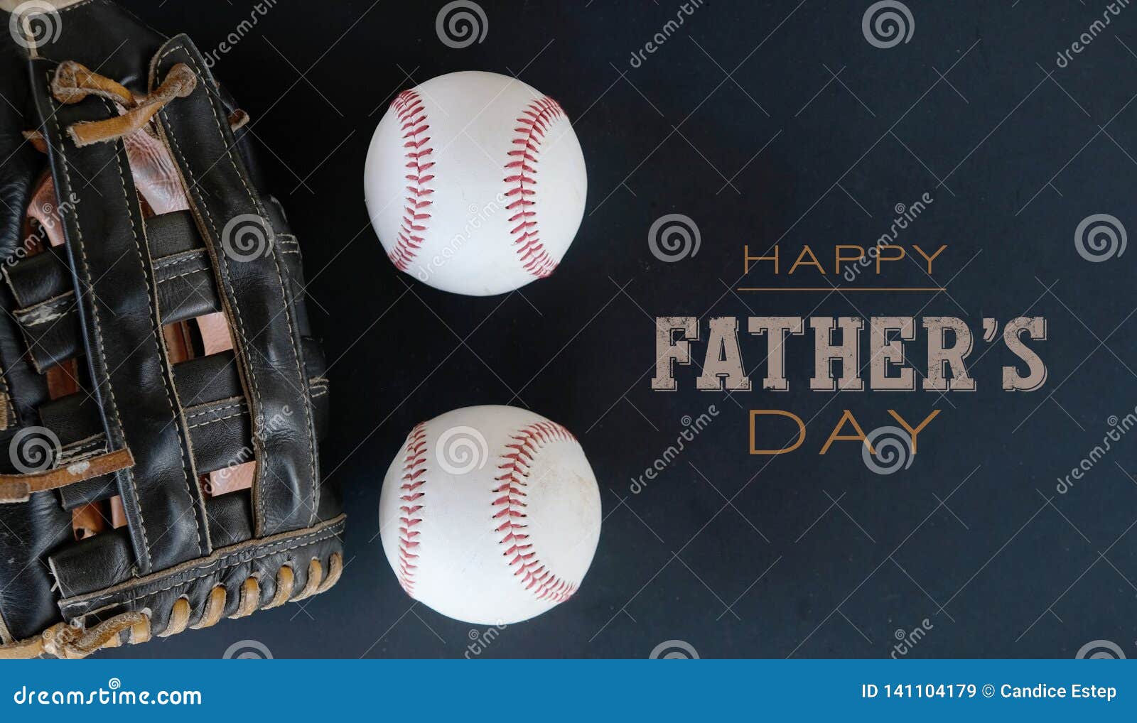 Happy fathers day baseball holiday graphic with handwritten style