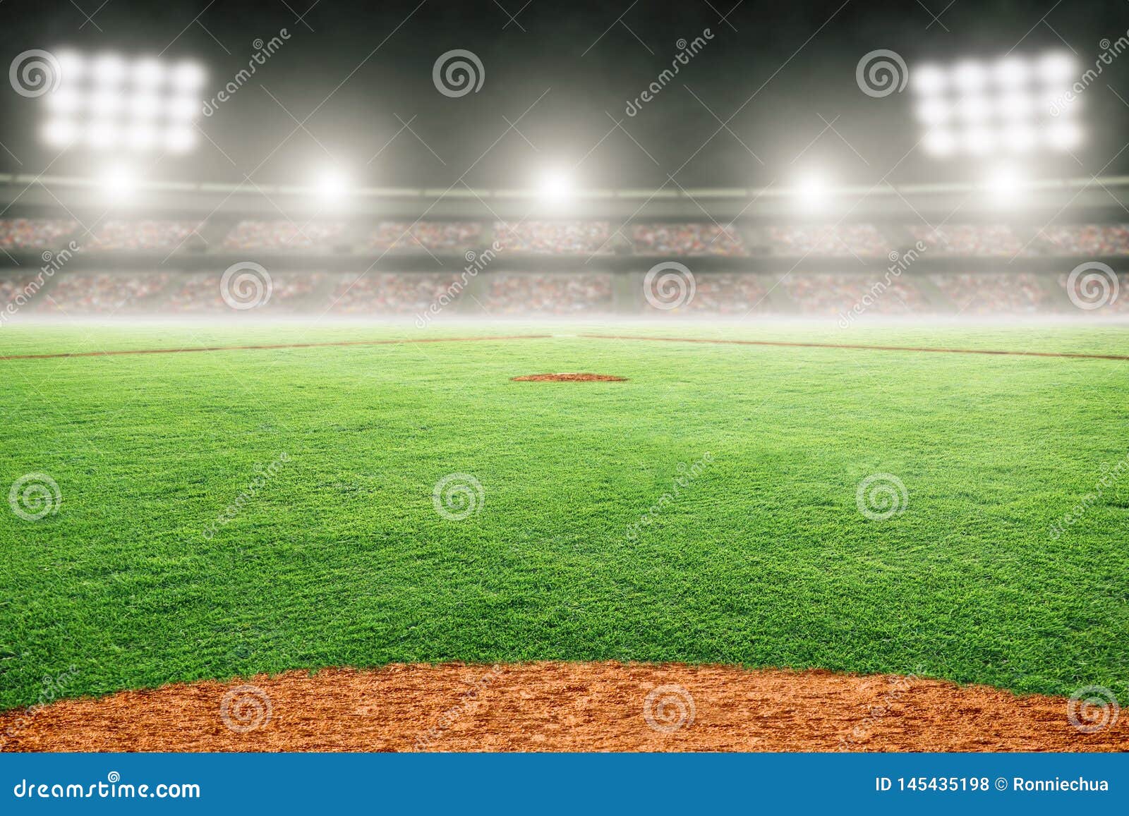 baseball field in outdoor stadium with copy space