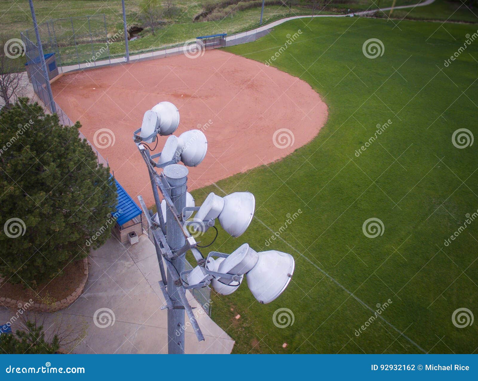 Baseball Field Stadium Lights Stock Photo Image of outfield, dugout