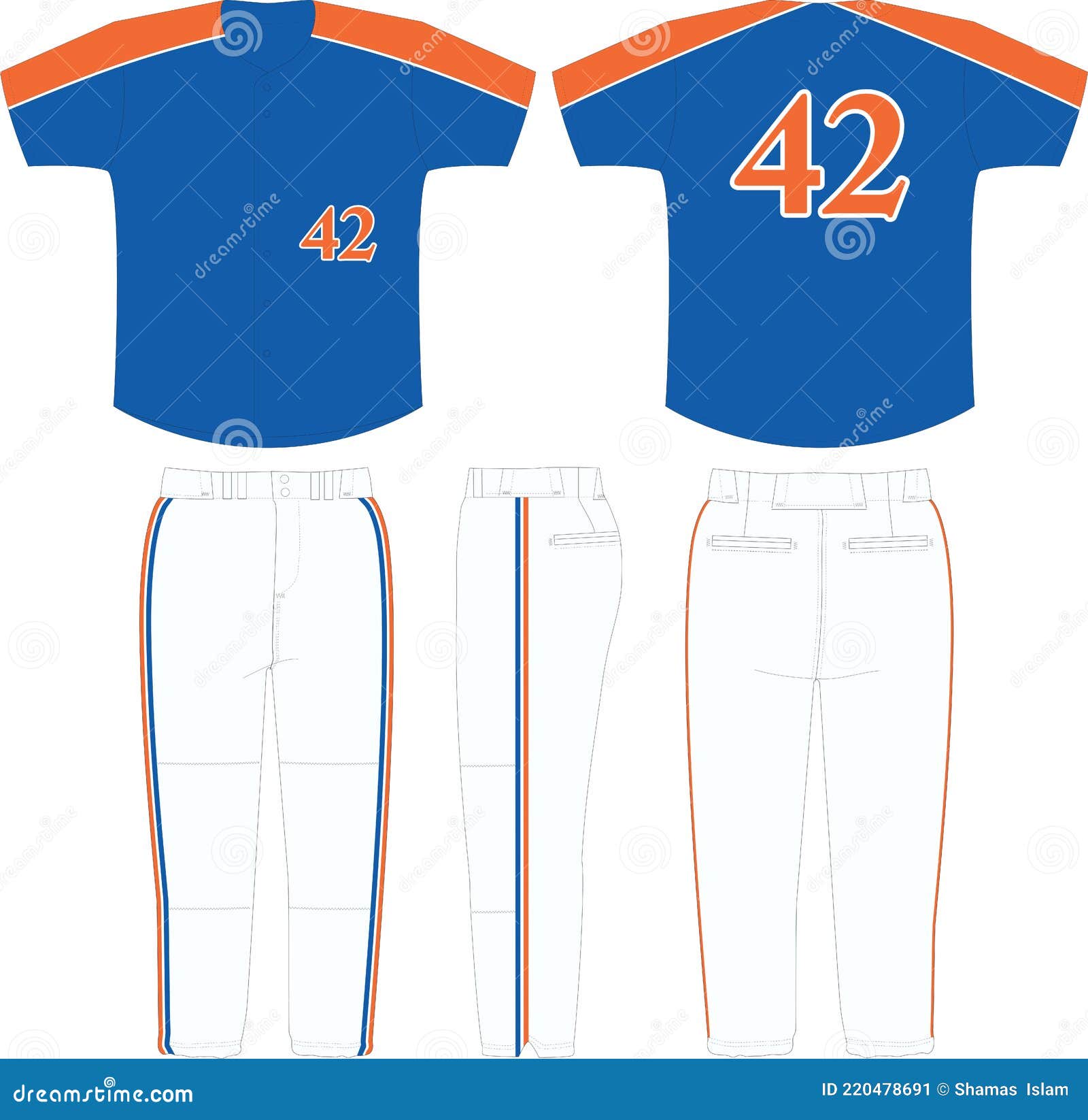 Baseball Full Button Jersey Mock Ups Templates Vectors Stock Vector ...