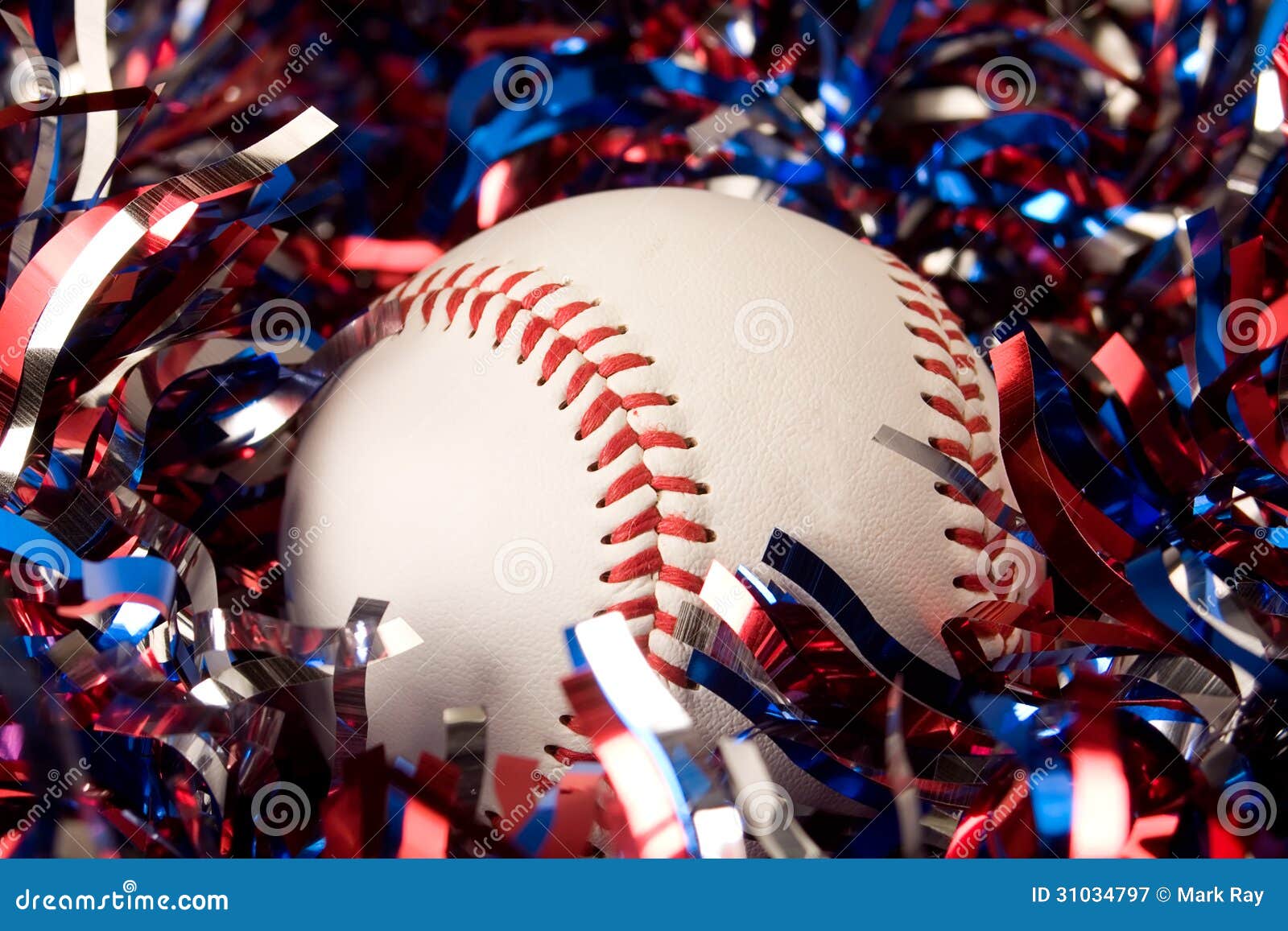 Baseball in garland stock image. Image of america, white 31034797