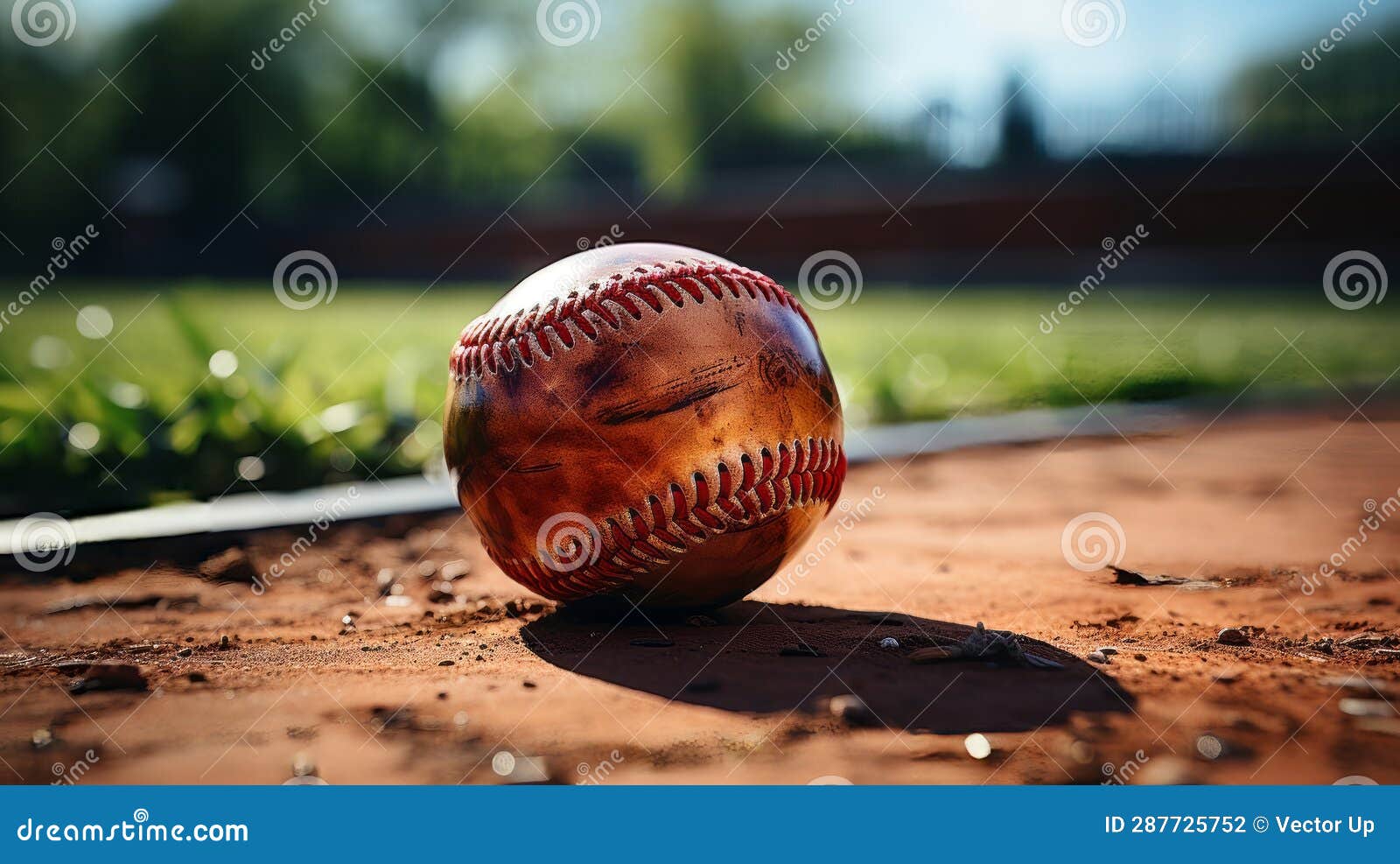 a baseball glove with a ball with bokeh background. generative ai.