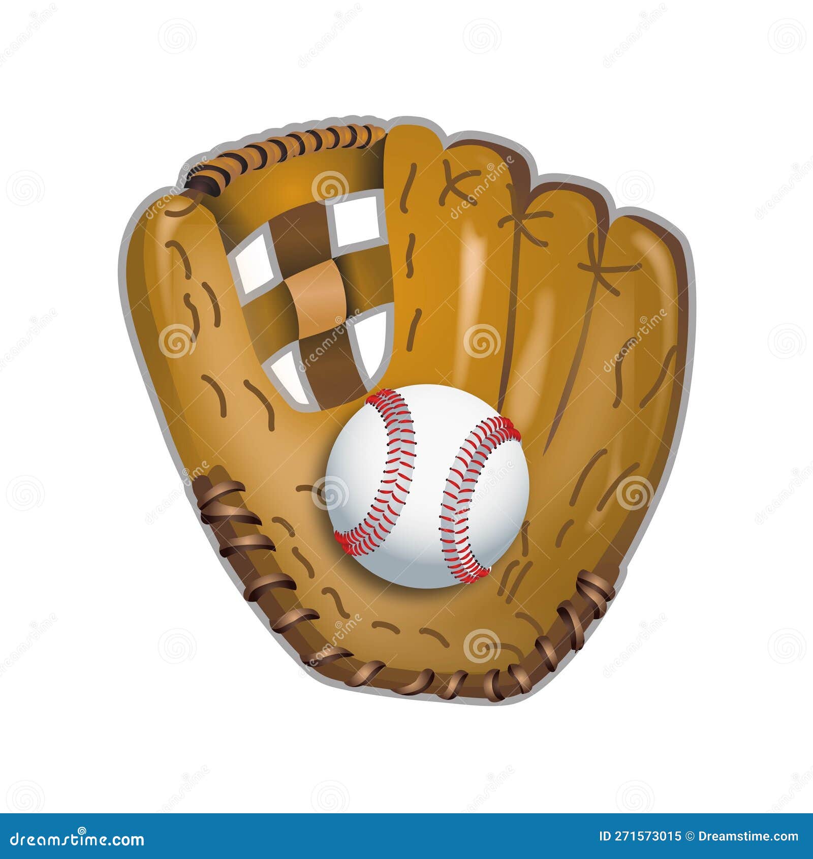 Baseball Glove with Ball Realistic Vector Illustration Stock Vector