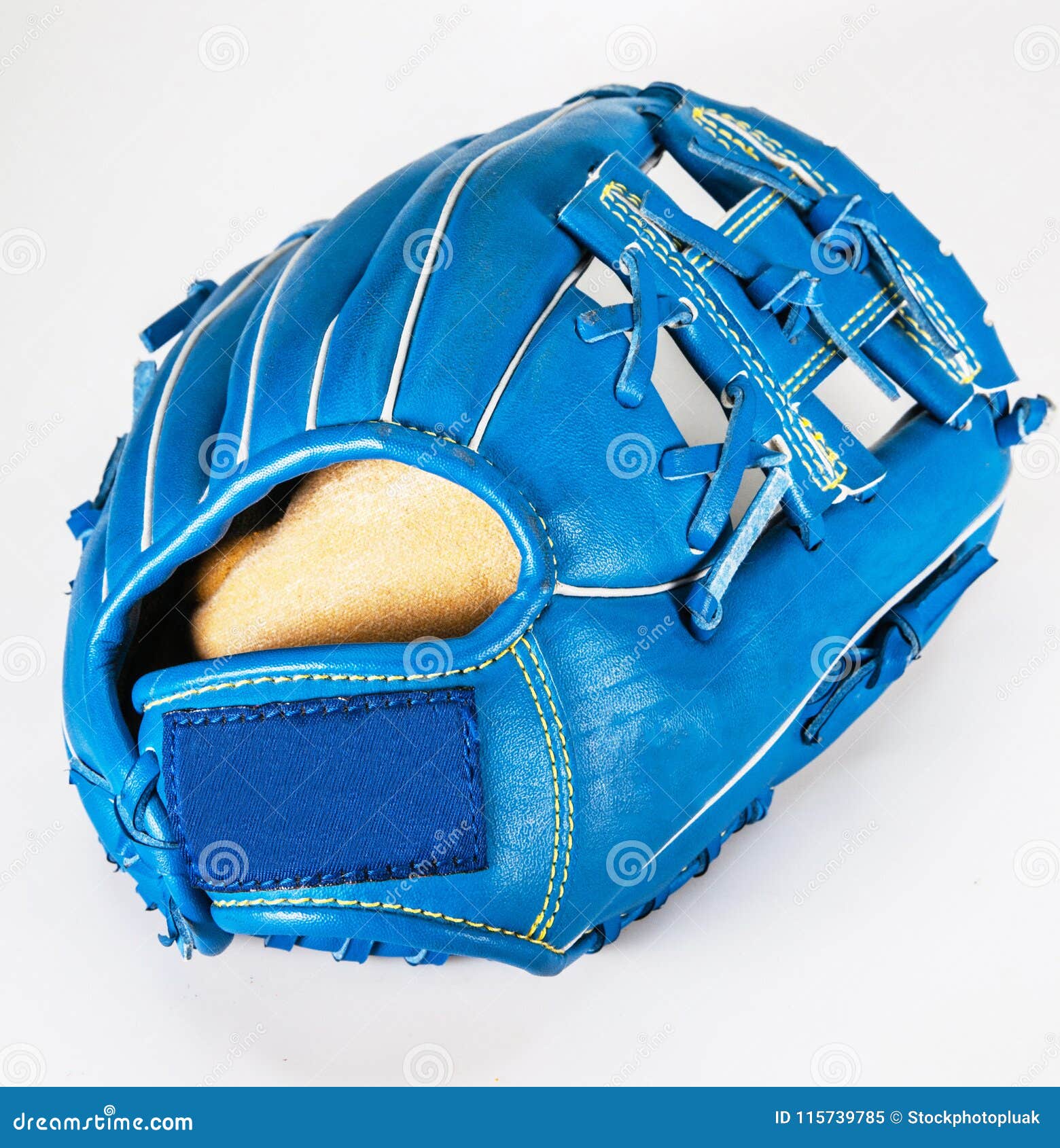 Baseball Glove Color Blue on White with Clipping Path a Stock Image