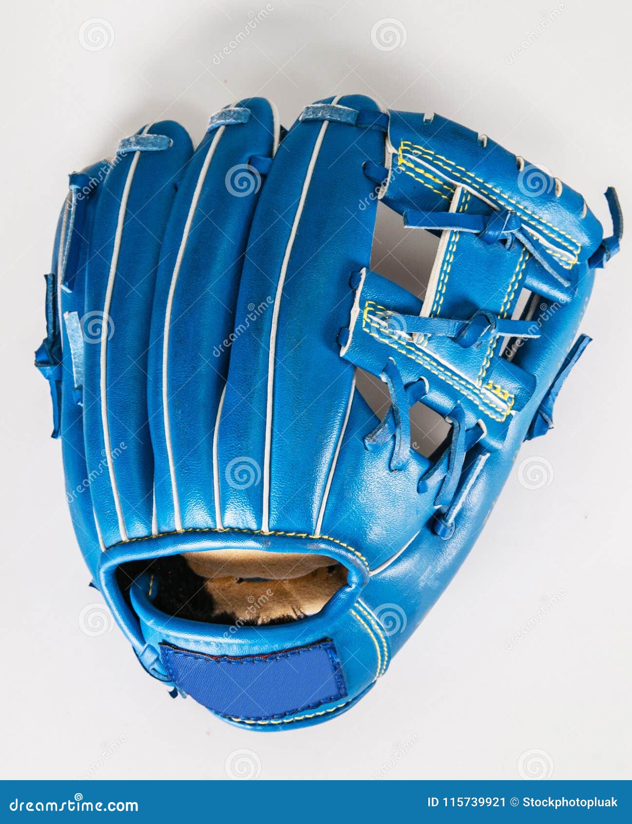 Baseball Glove Color Blue on White with Clipping Path a Stock Image