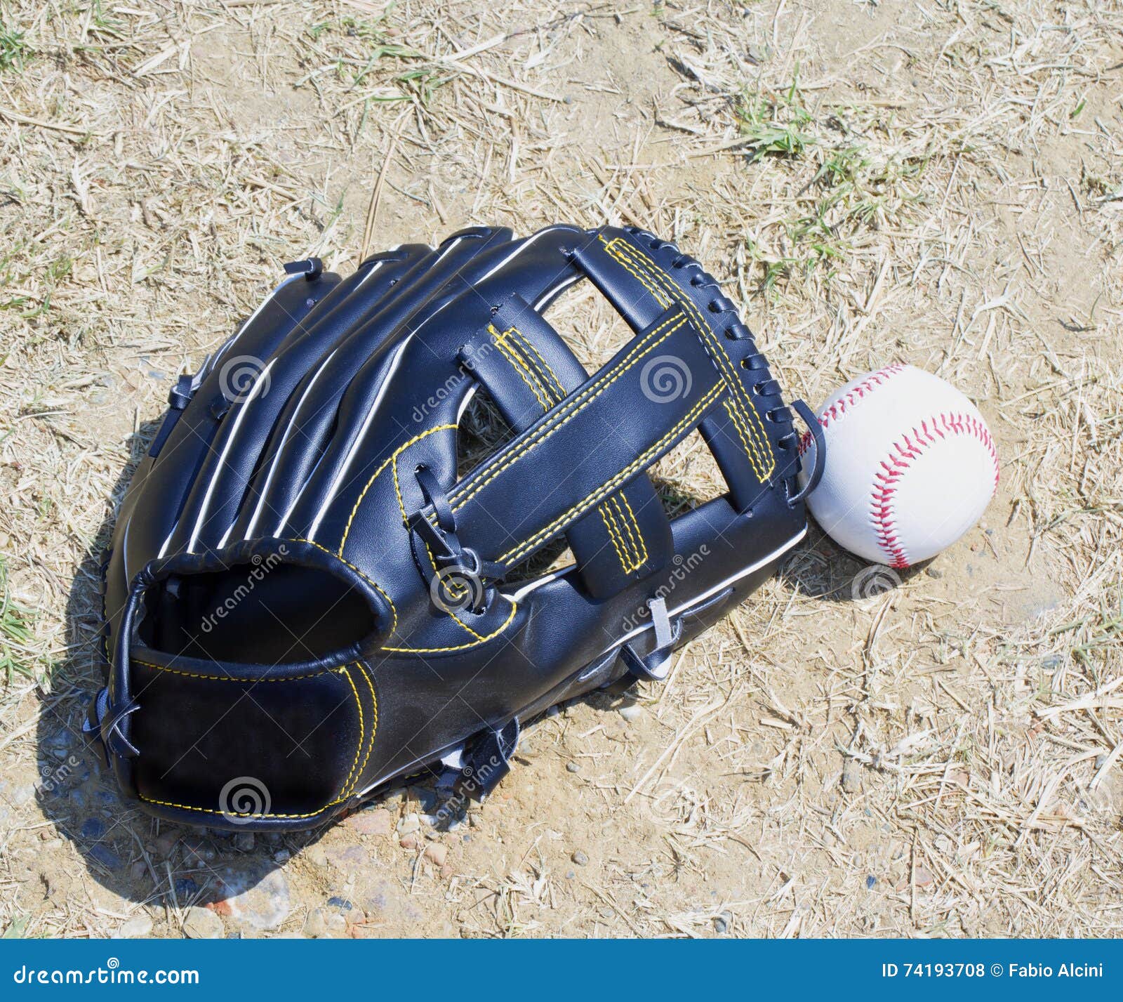 Baseball and Glove Over Dirt Stock Photo Image of mound, catch 74193708