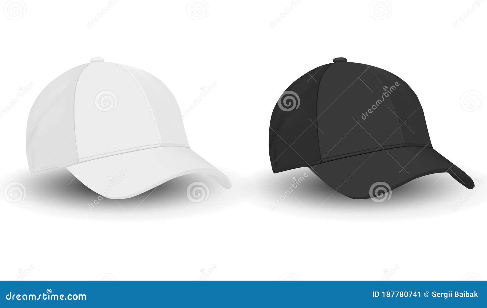 Download Baseball Hat. Black And White Sport Cap Mockup Set Stock ...