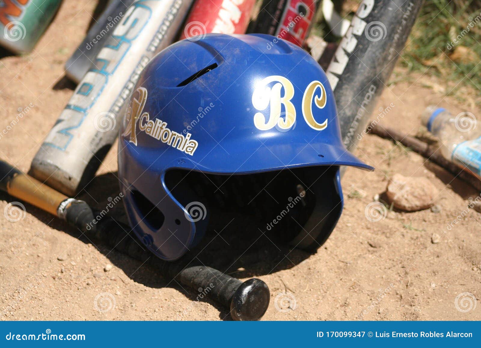 baseball helmet and bats sports outdoor