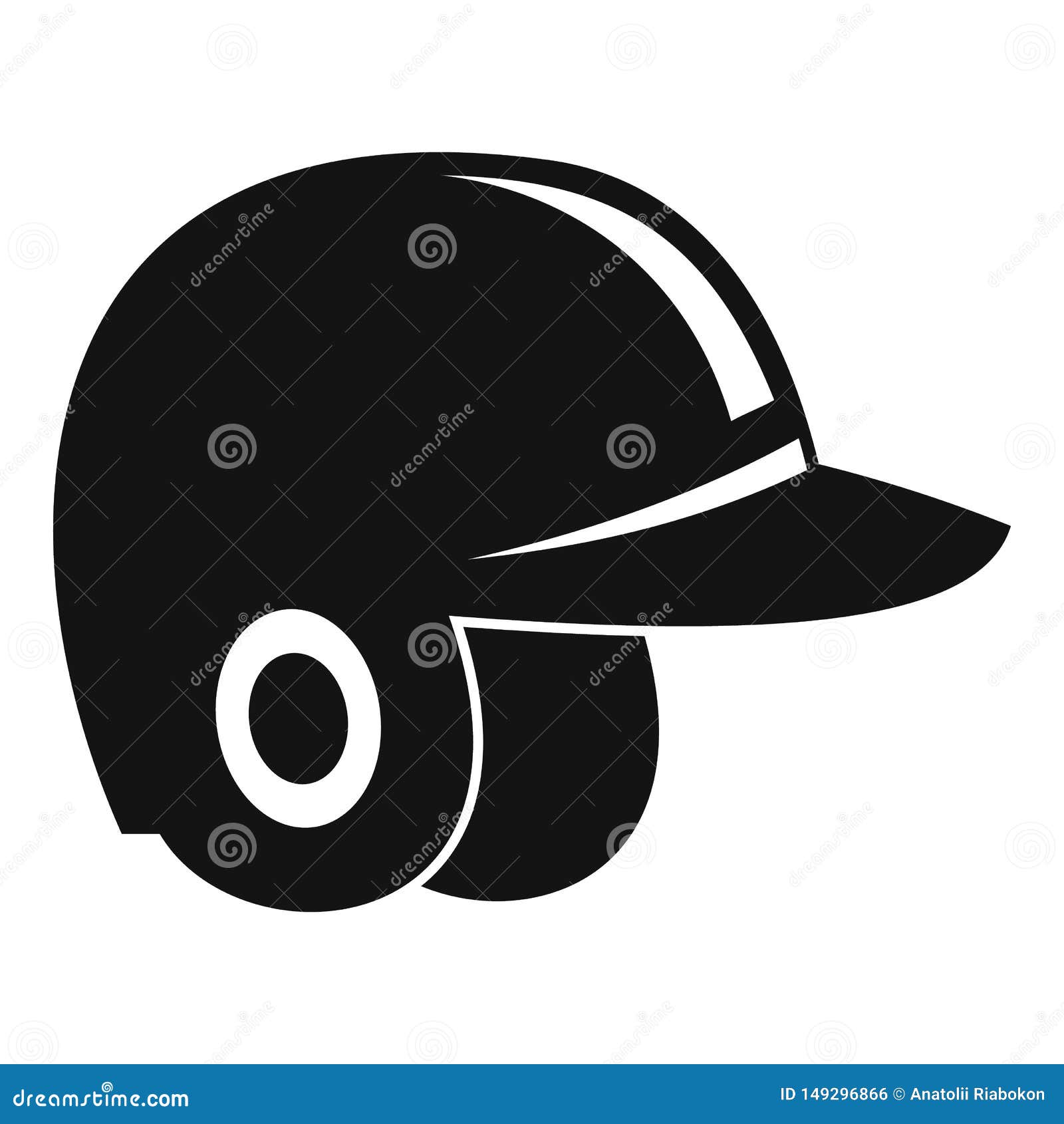Baseball Helmet Icon, Simple Style Stock Vector Illustration of