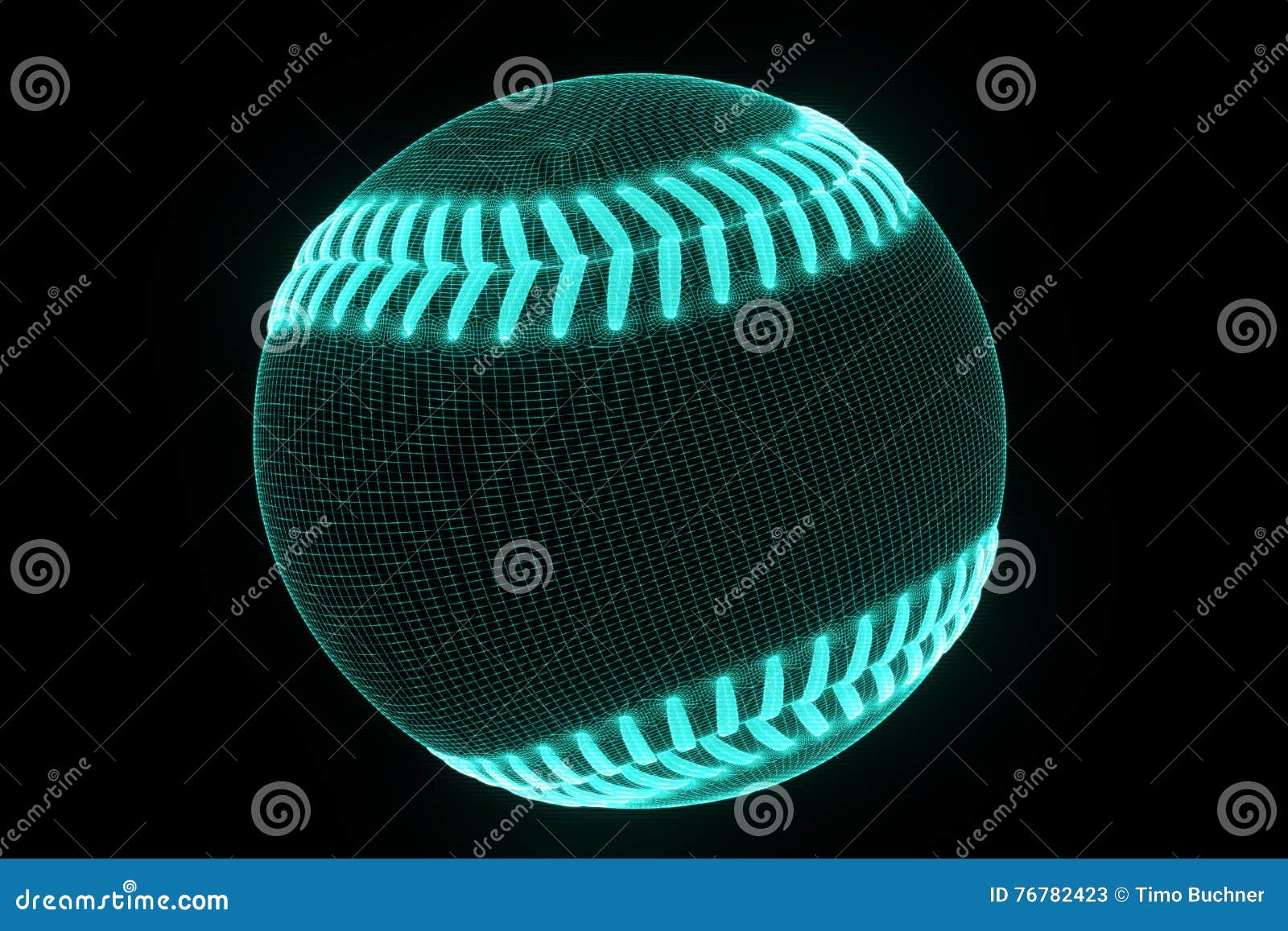 Baseball in Hologram Wireframe Style. Nice 3D Rendering Stock