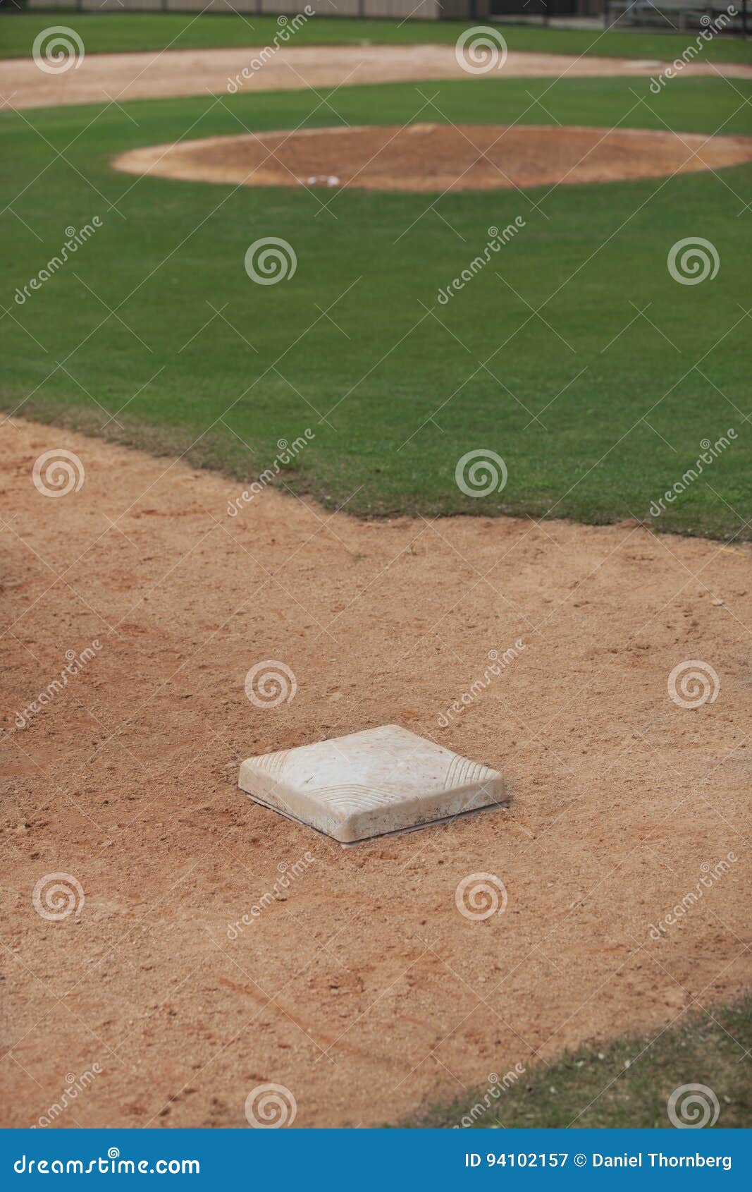 Baseball Infield Showing Third Base and Pitcher`s Mound Stock Image