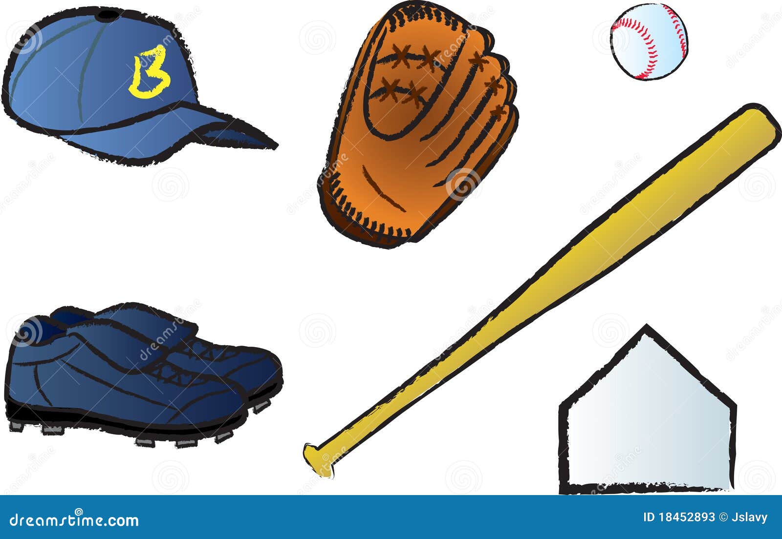 Baseball Items stock vector. Illustration of sports, items 18452893