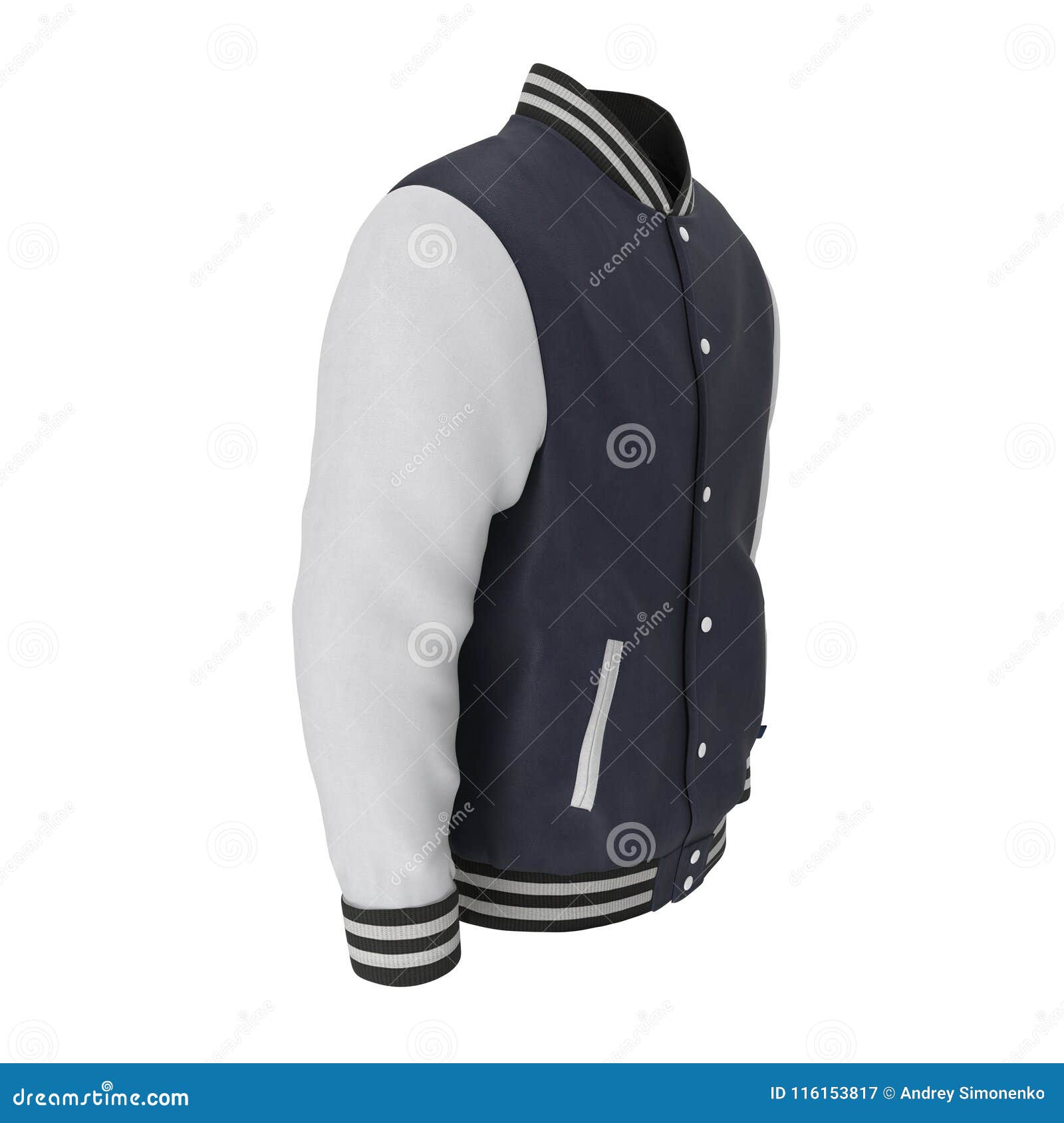 Baseball Jacket on White. 3D Illustration Stock Illustration ...