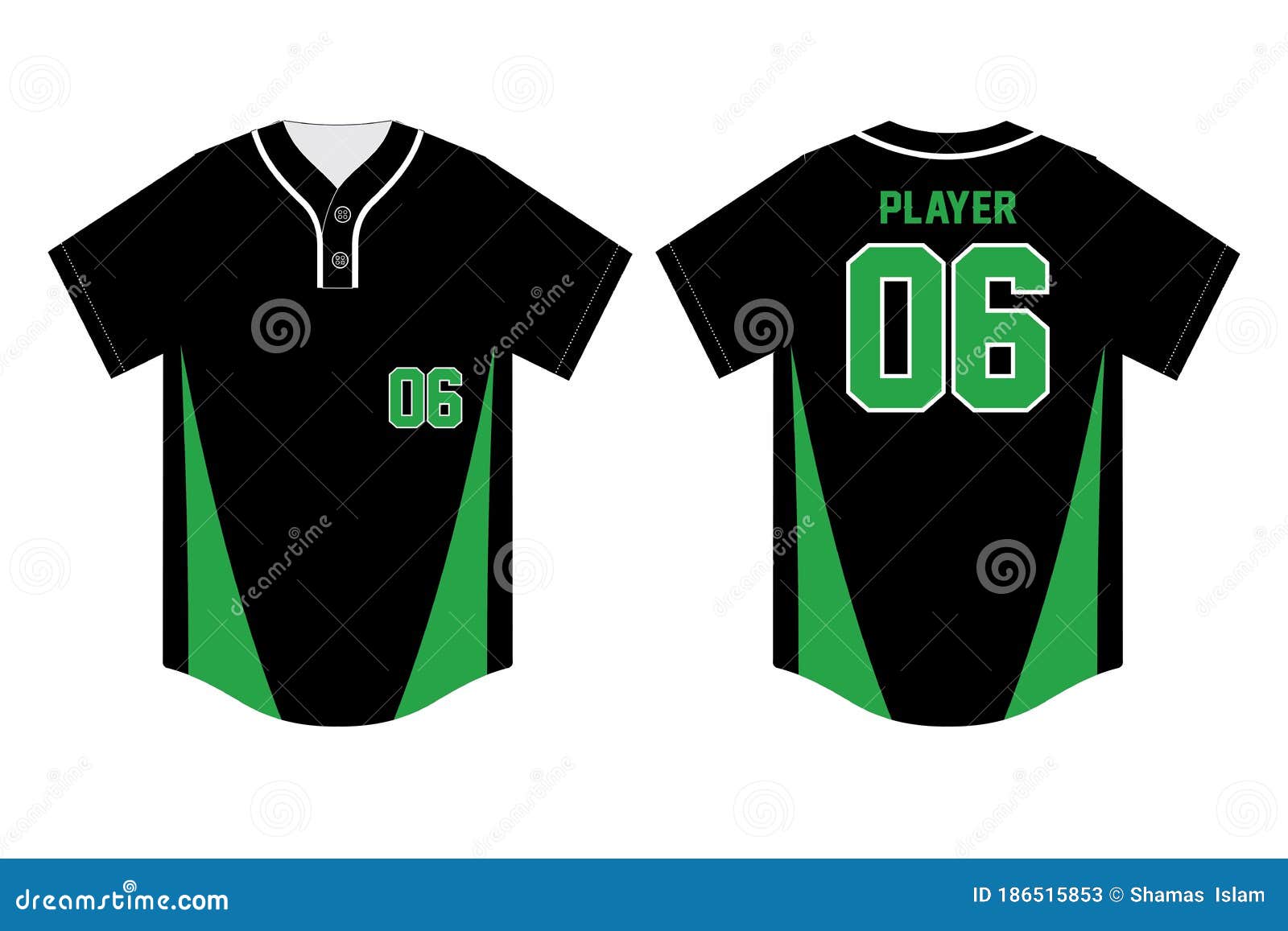 black and green baseball tee