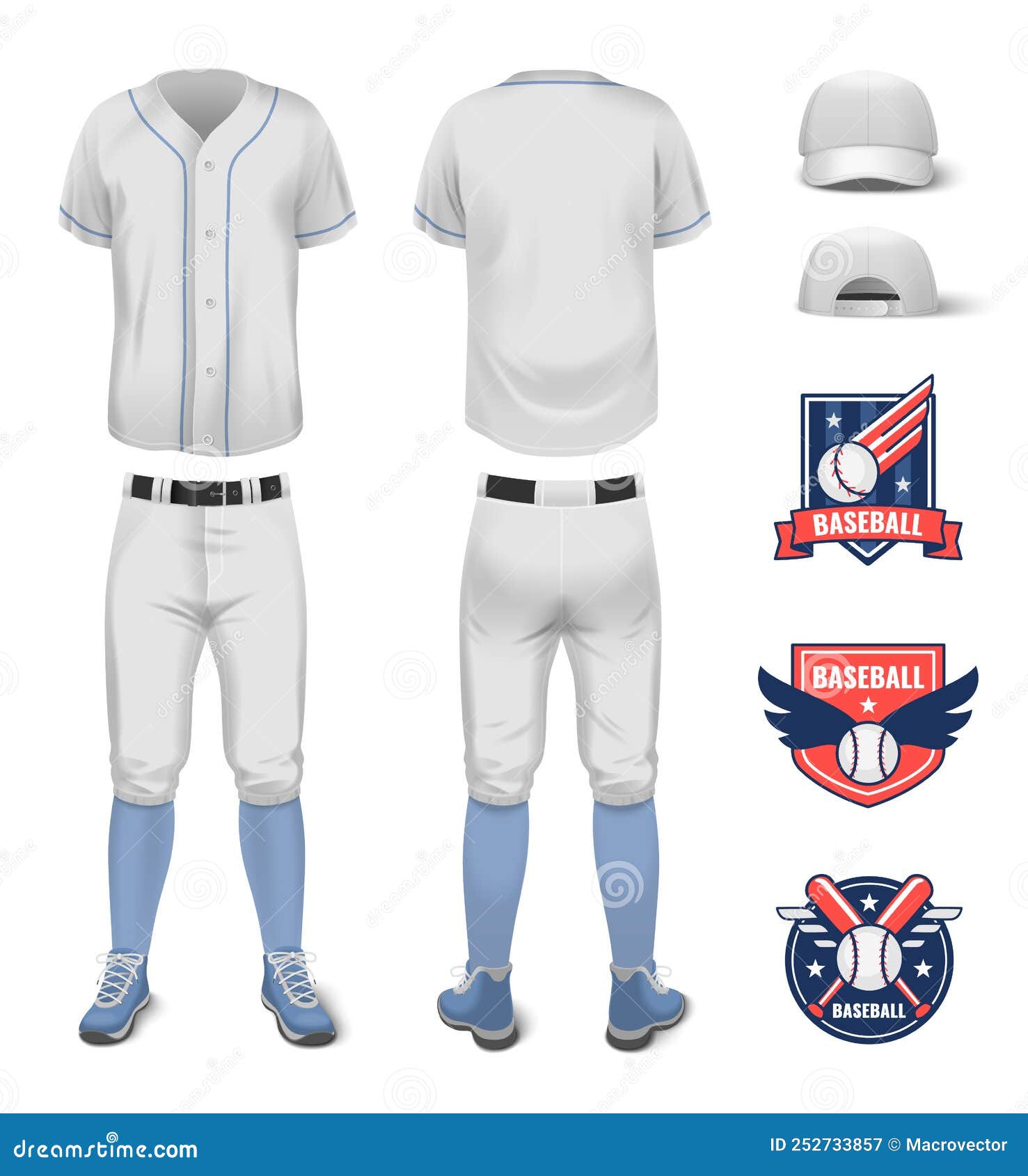 Baseball Jersey Uniform Realistic Mockup Stock Vector - Illustration of ...
