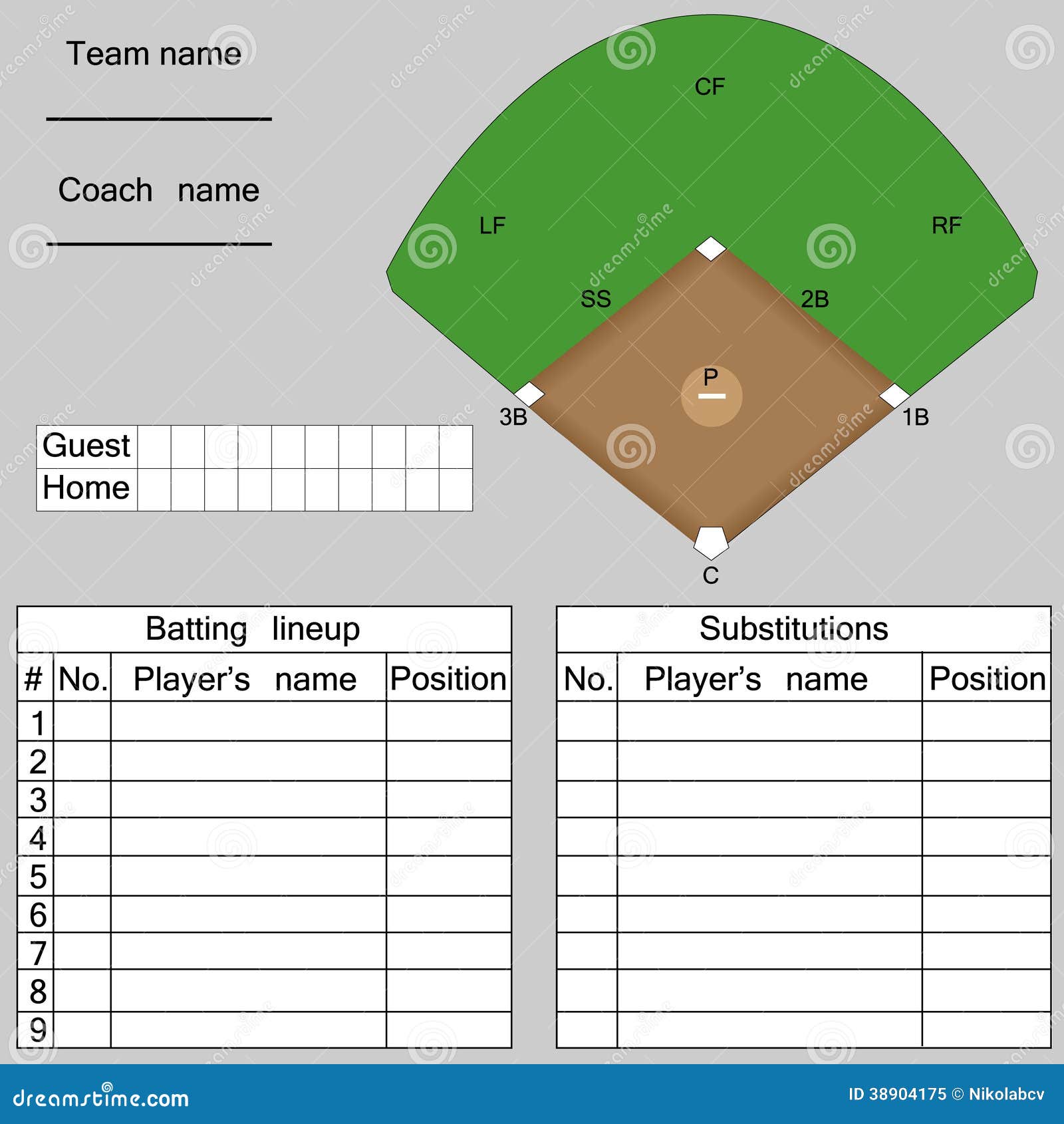 Baseball lineup stock of catch, competition - 38904175