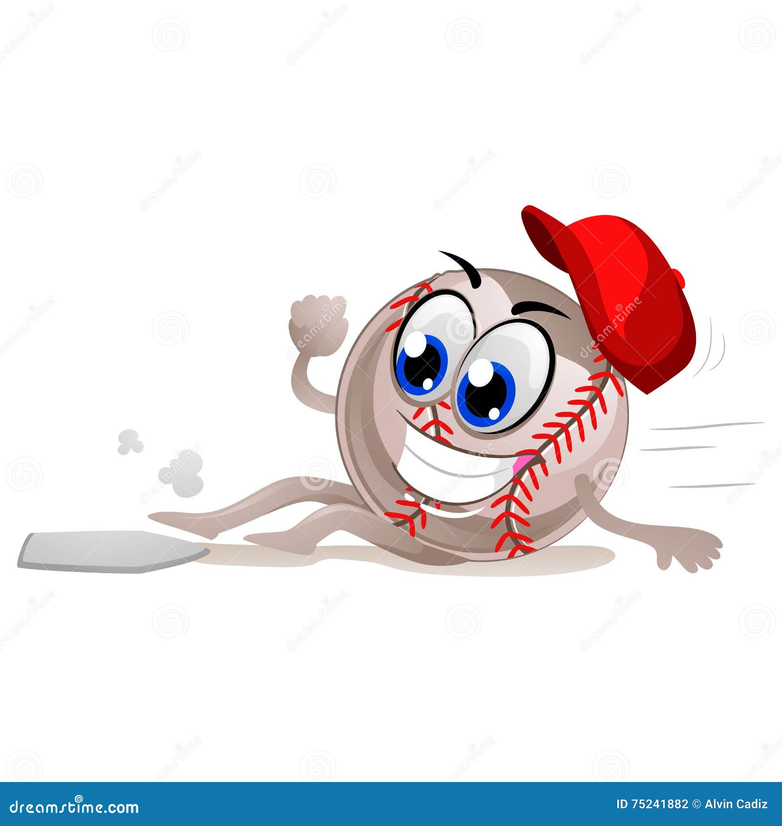 baseball mascot sliding to base plate