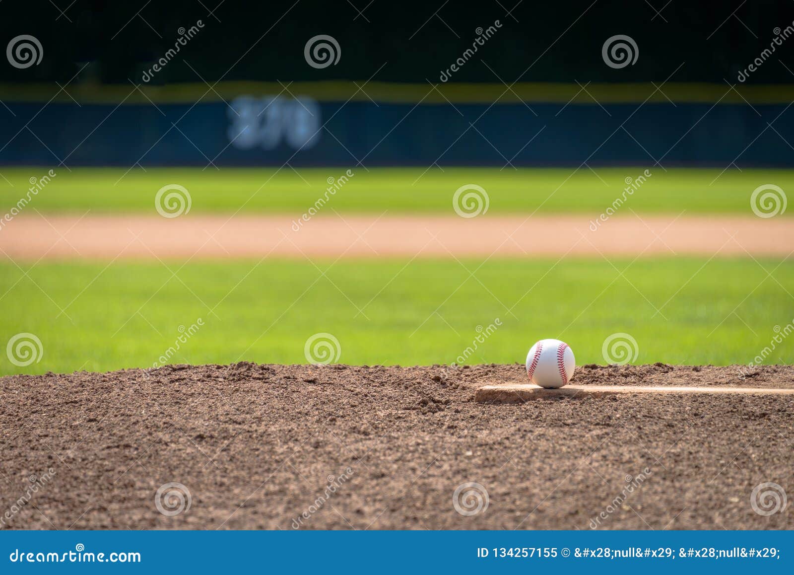 Baseball on Pitcher`s Mound Telephoto Stock Image Image of fence