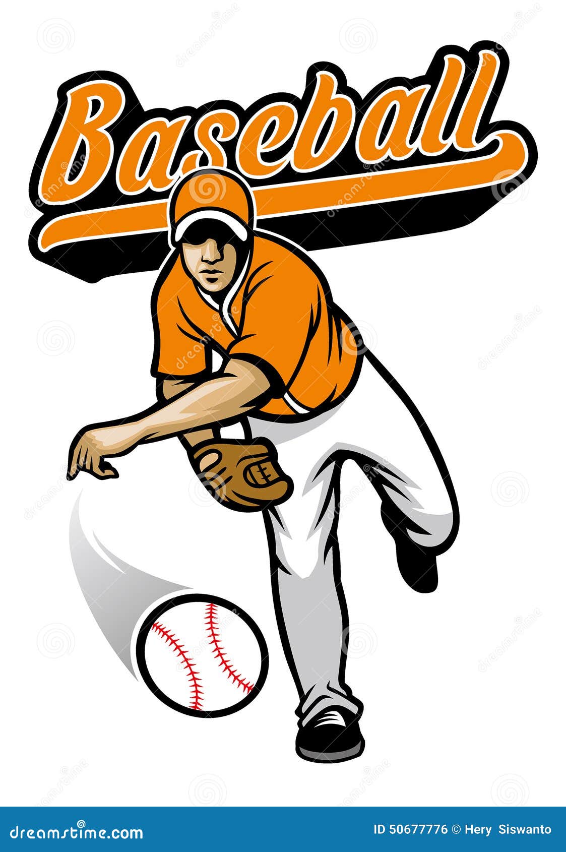 Baseball Pitcher Throwing The Ball Vector Illustration CartoonDealer
