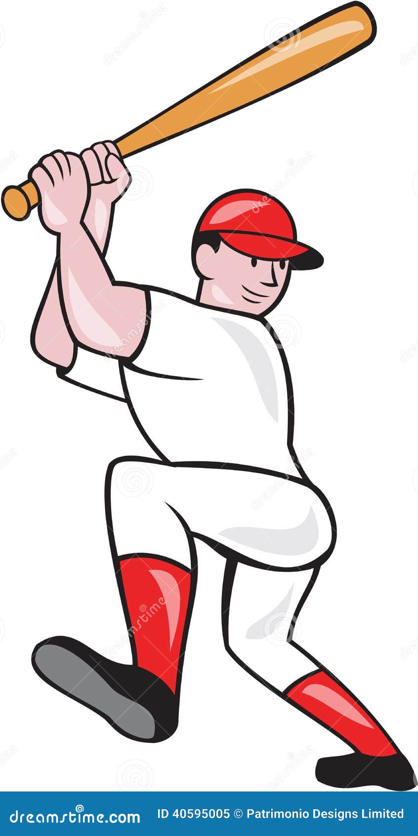 Baseball Player Batting Circle Side Cartoon, Stock vector