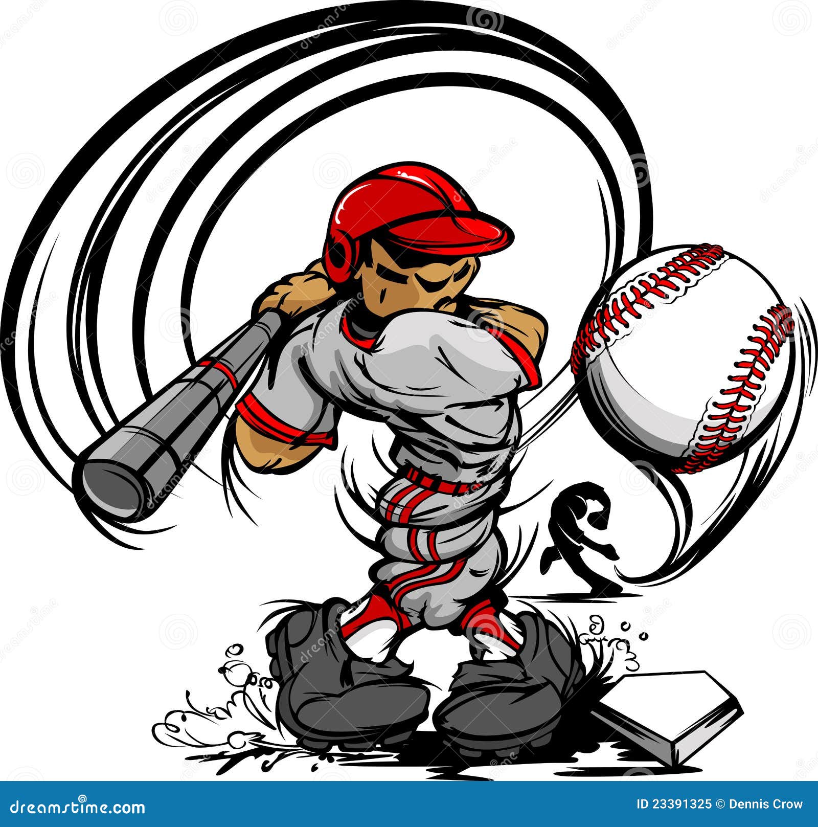 Baseball Player Bat Side Isolated Cartoon Canvas Print