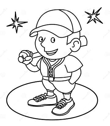 Baseball Player Coloring Page Stock Illustration - Illustration of game ...