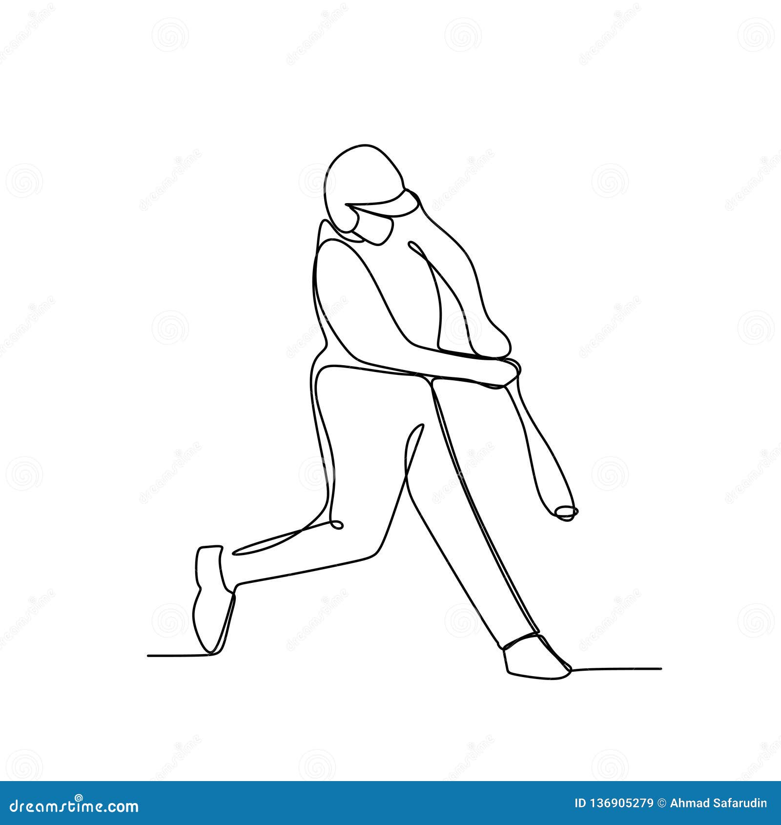 Baseball Player And Softball Player Line Drawing Hand Drawn Vector