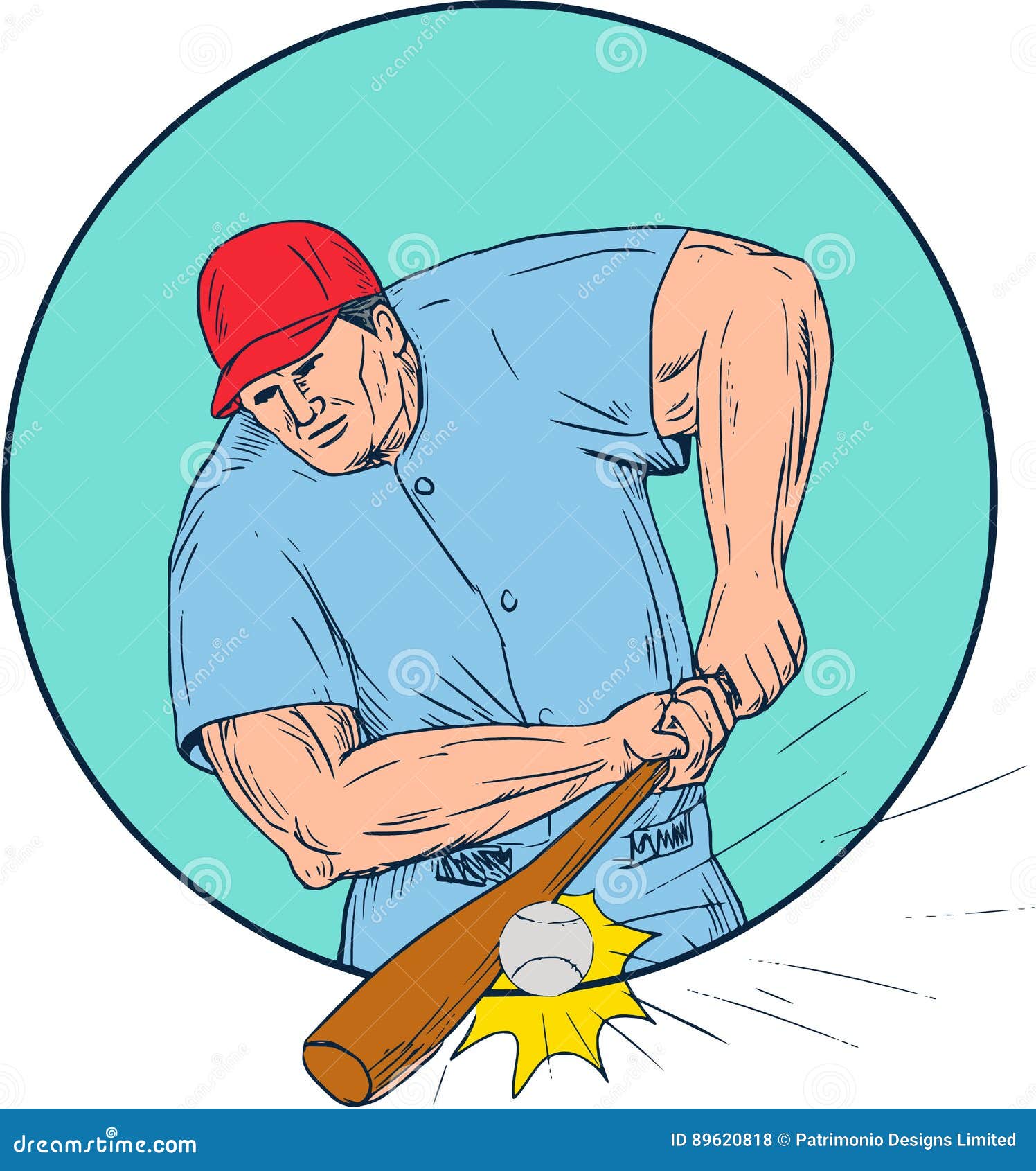 baseball player hitting a homerun drawing