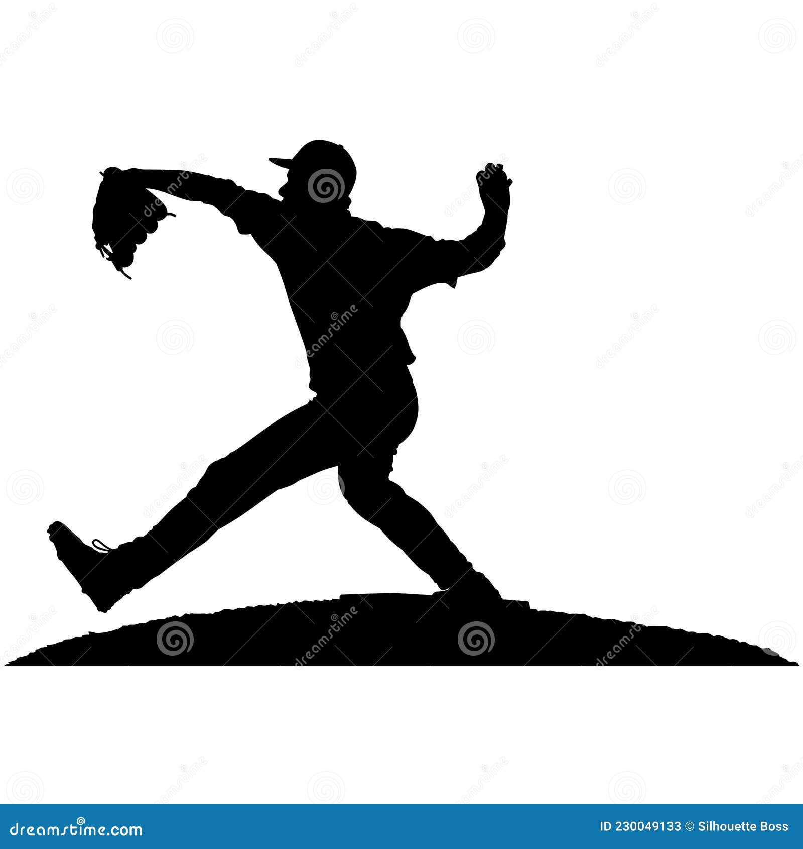 Baseball Player, Pitcher while Throwing Ball. Pitcher Throwing a Ball