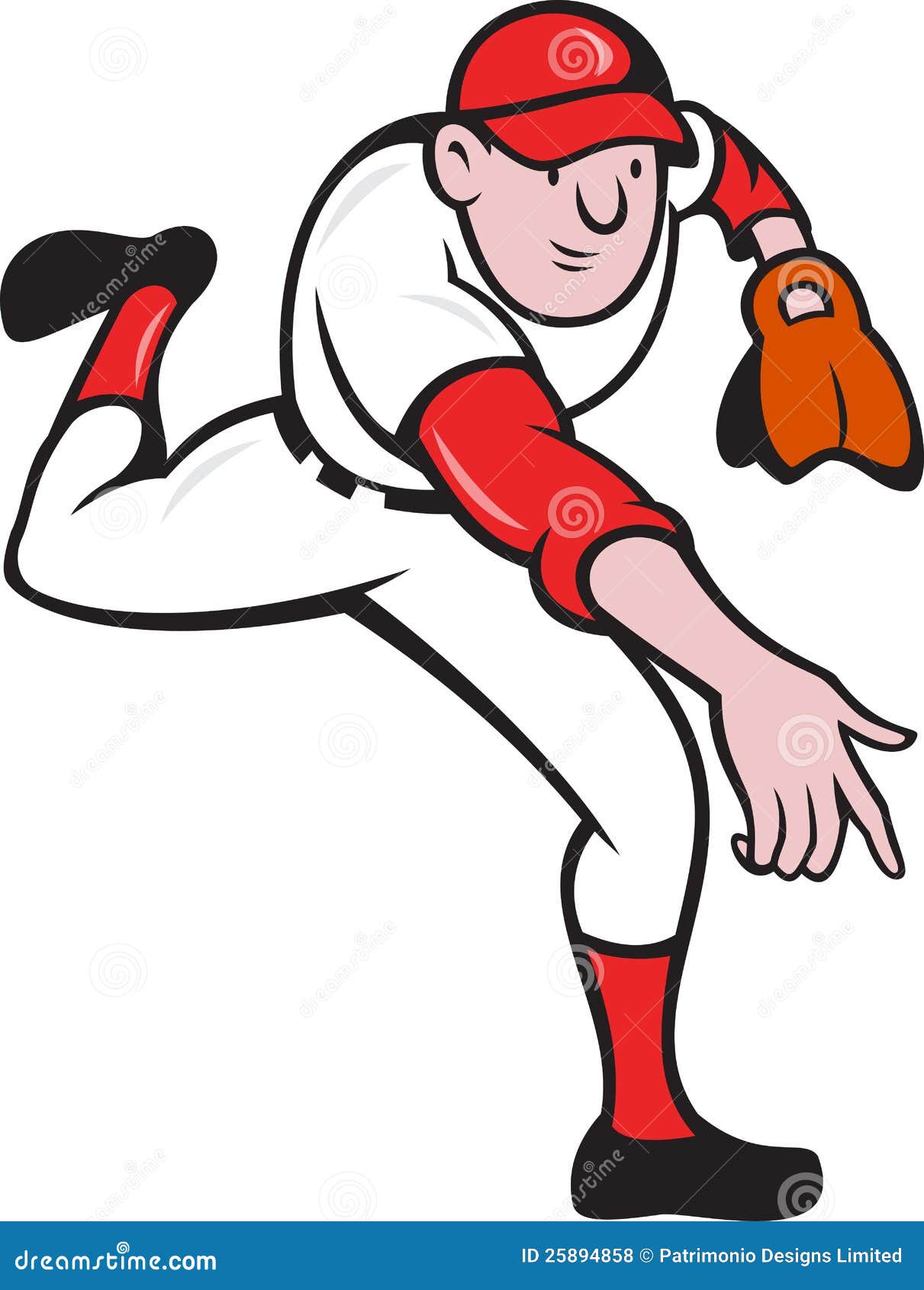 Baseball Player Pitcher Throwing Cartoon Stock Vector