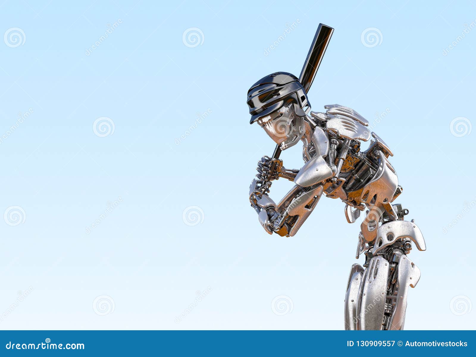 Baseball Player Robot. Human and Robotic Integration Concept