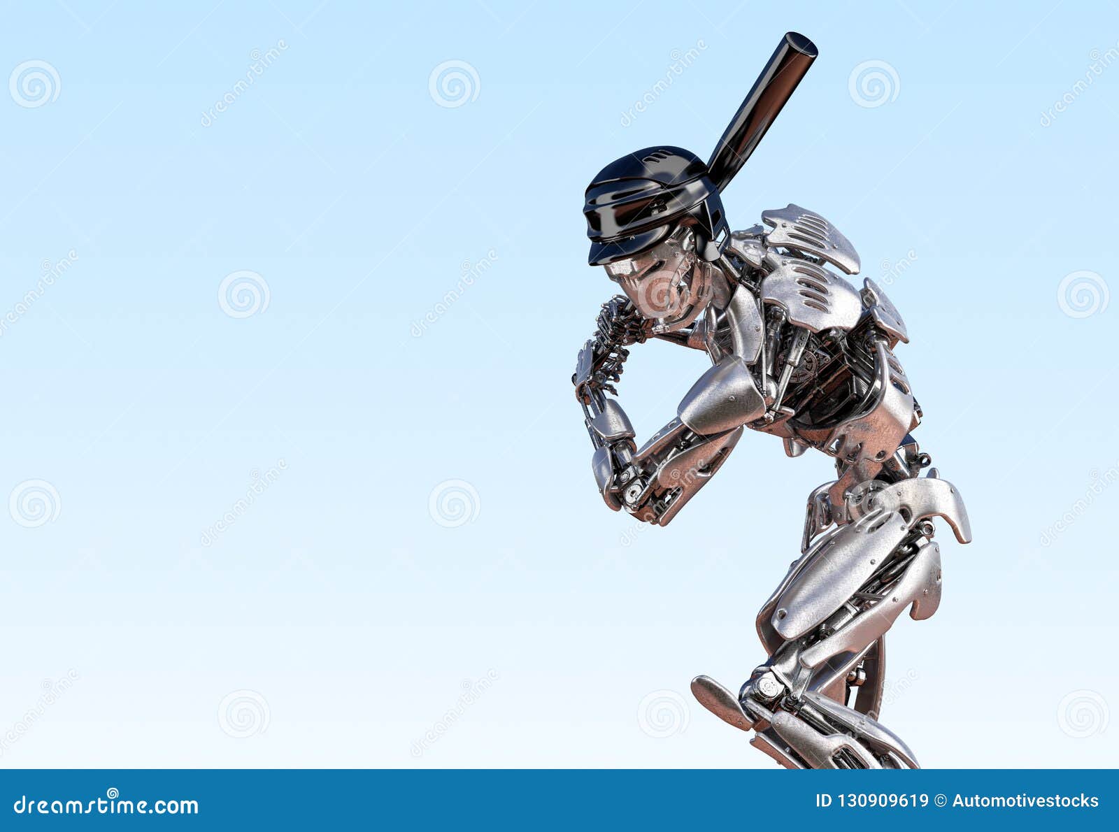 Baseball Player Robot. Human and Robotic Integration Concept