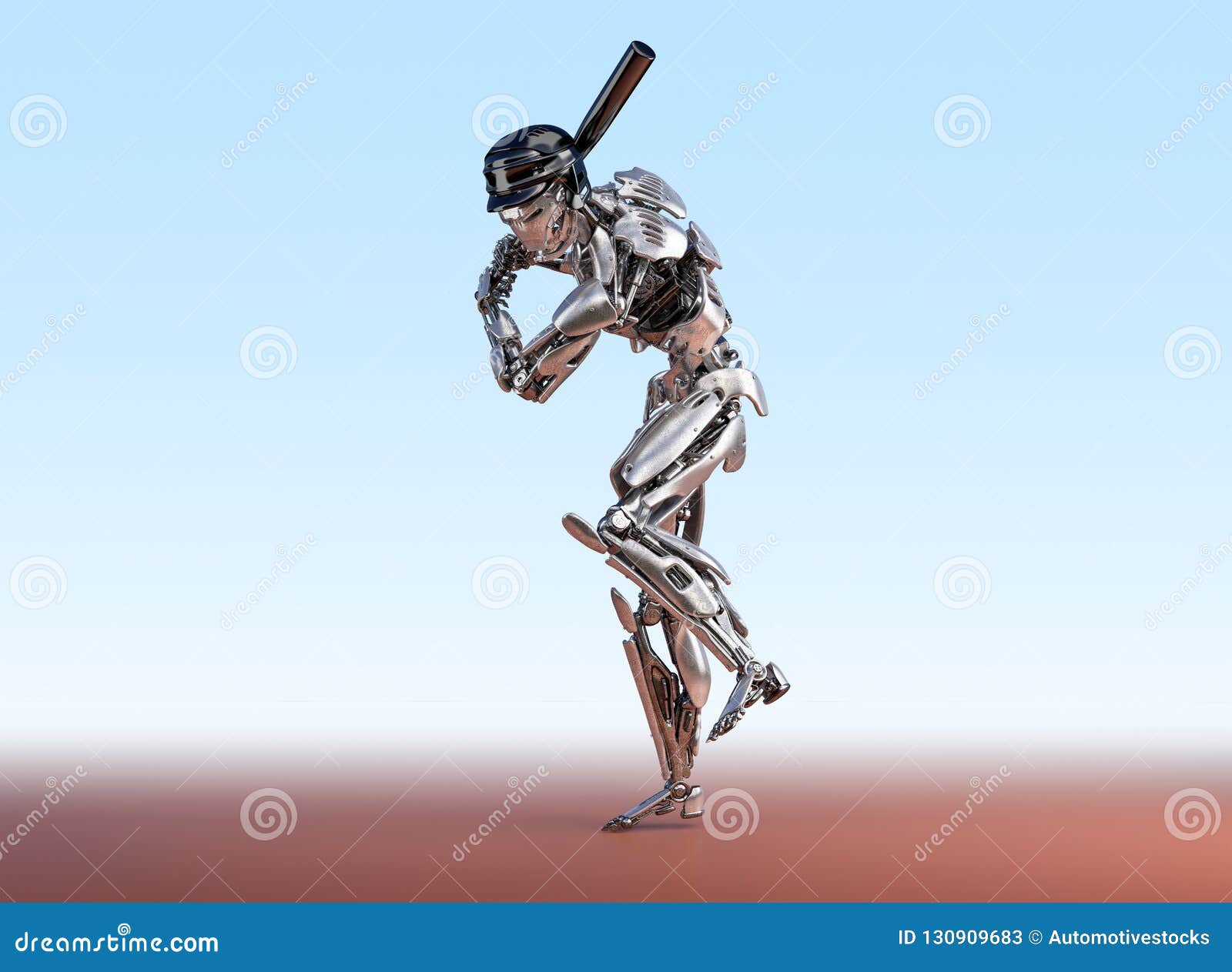 Baseball Player Robot. Human and Robotic Integration Concept