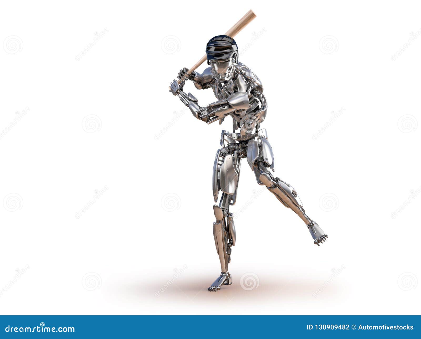 Baseball Player Robot. Human and Robotic Integration Concept