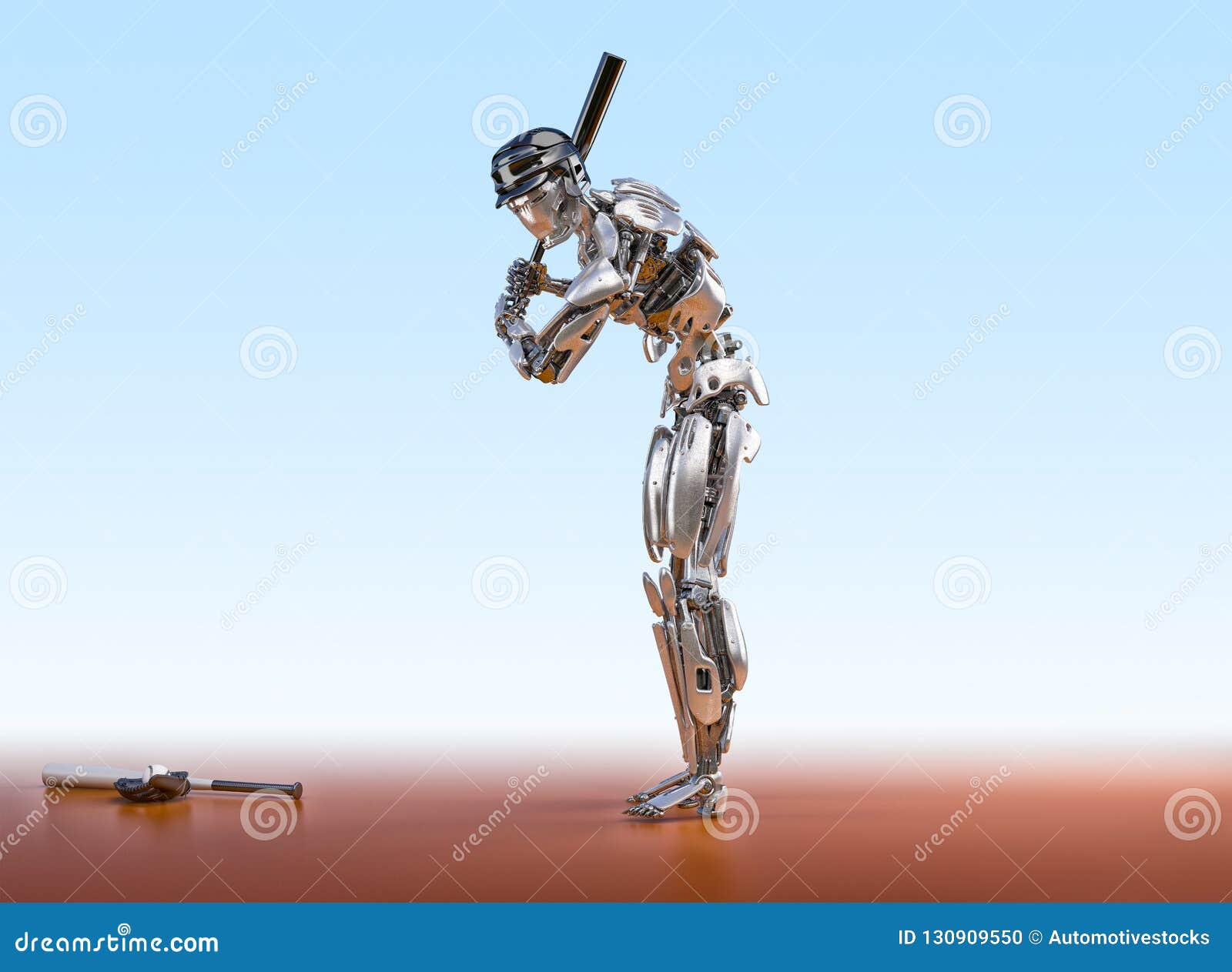 Baseball Player Robot. Human and Robotic Integration Concept