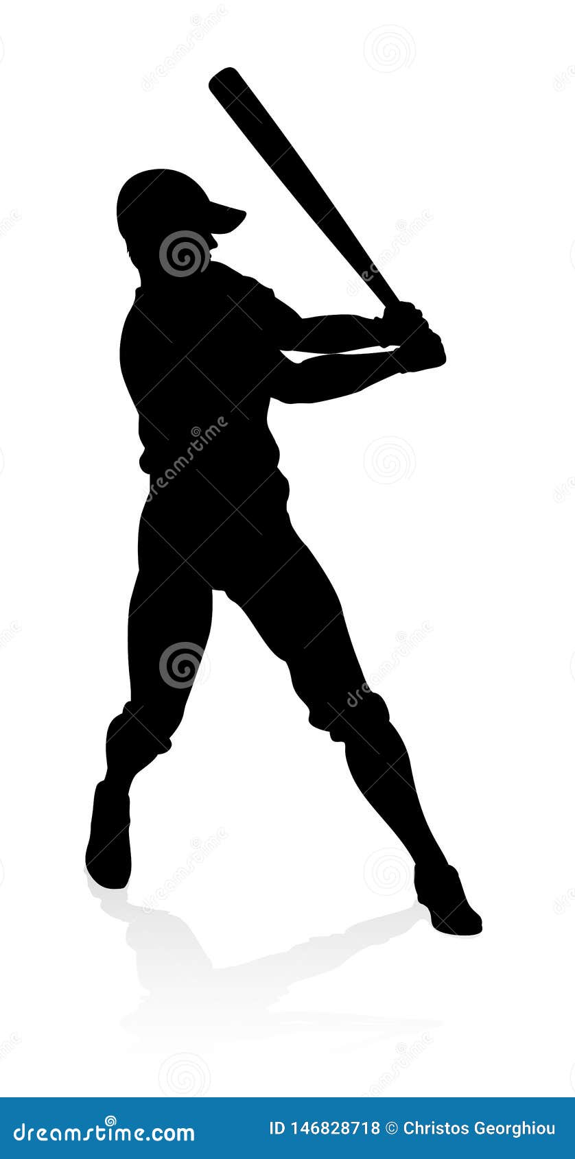 Baseball Player Silhouette stock vector. Illustration of black - 146828718