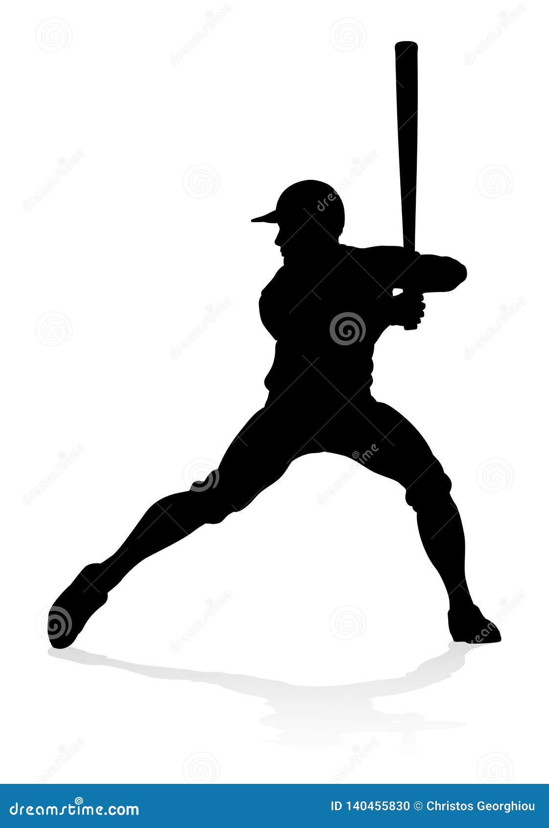 Baseball Player Silhouette stock vector. Illustration of design - 140455830