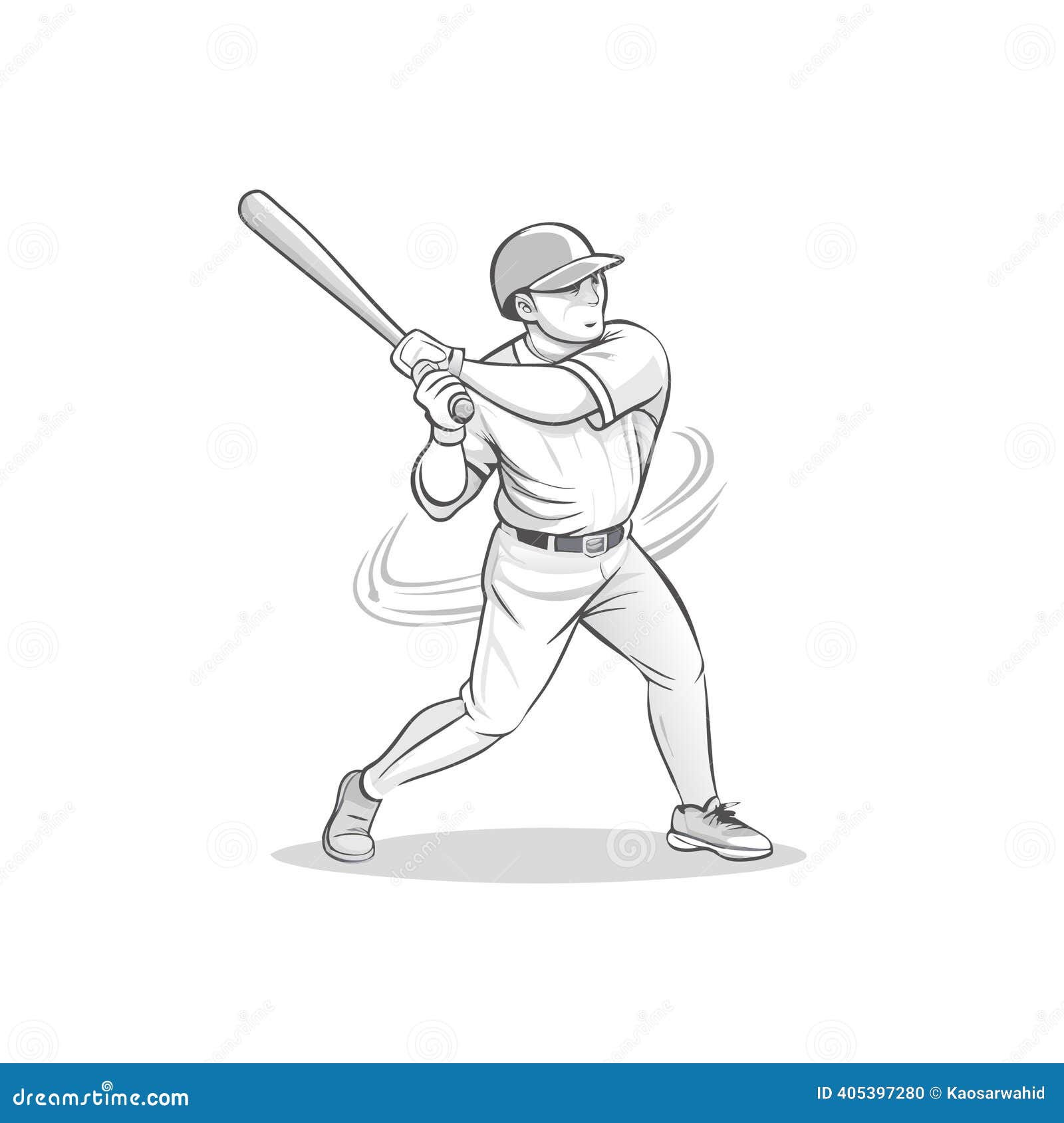 Baseball Player Swinging Bat Action Cartoon Vector Illustration Stock Photo  - Illustration of outline, professional: 405397280