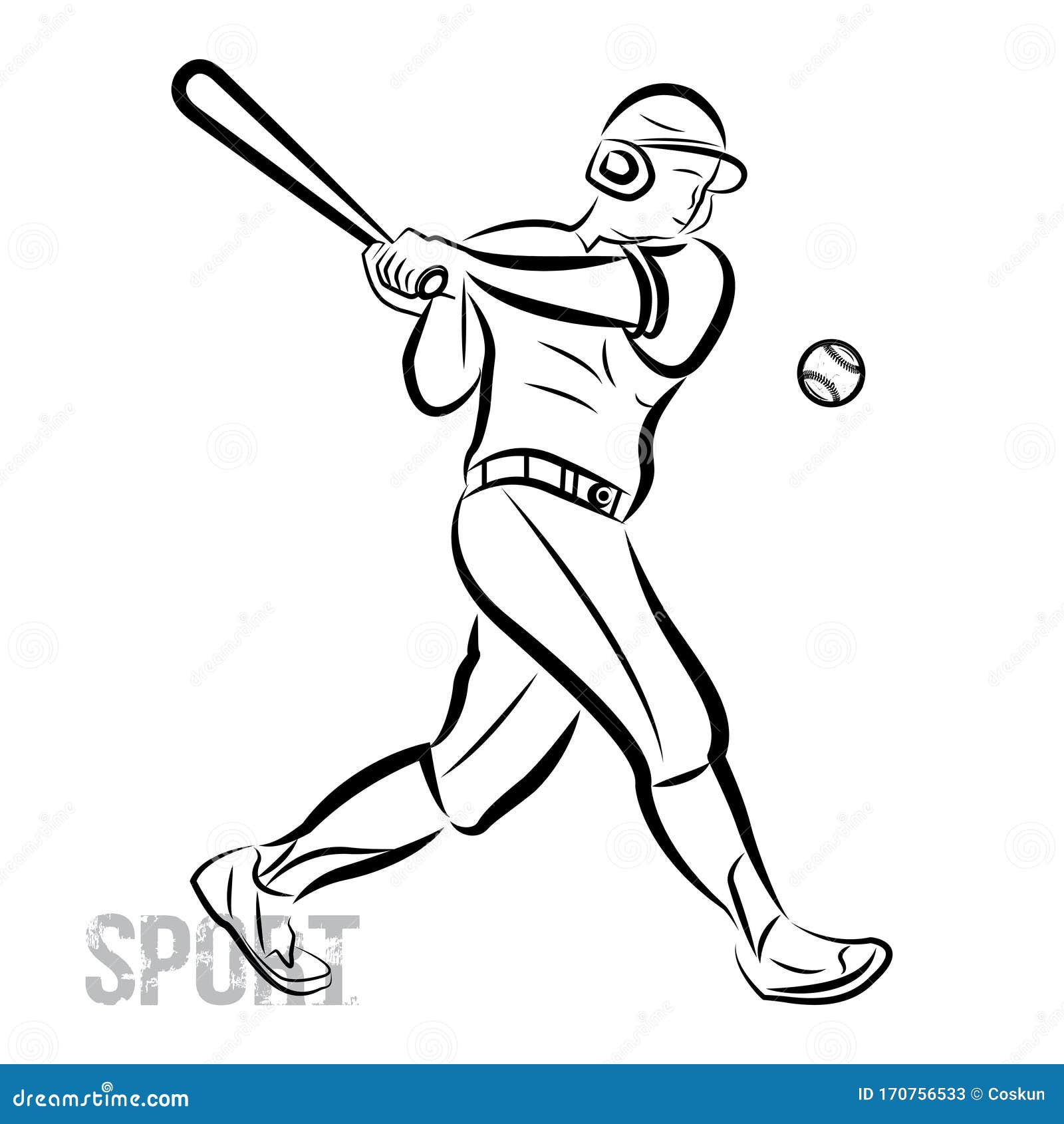 A Baseball Player Swinging the Bat. Stock Vector Illustration of