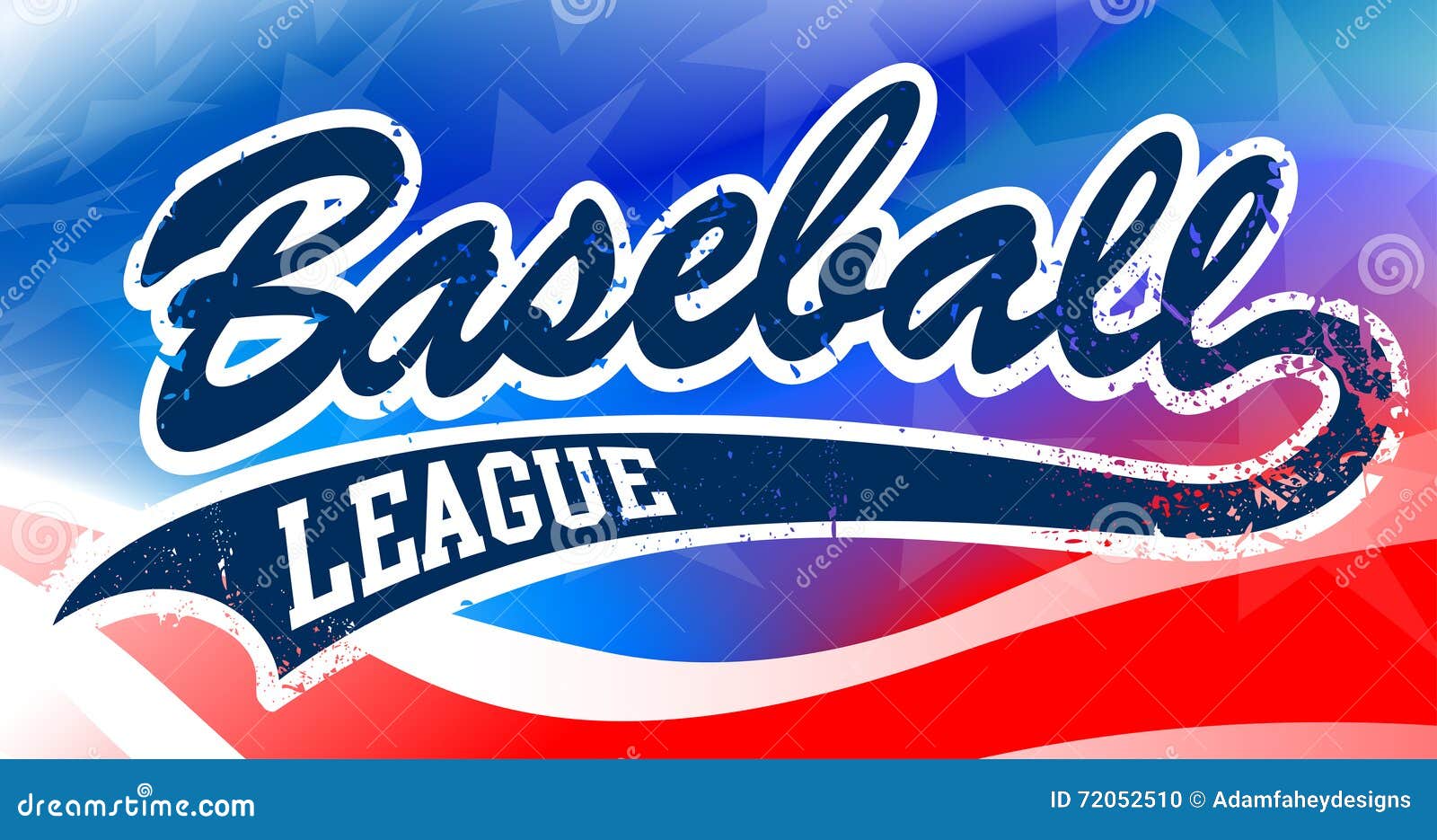 Baseball Script on an American Flag Background Stock Vector