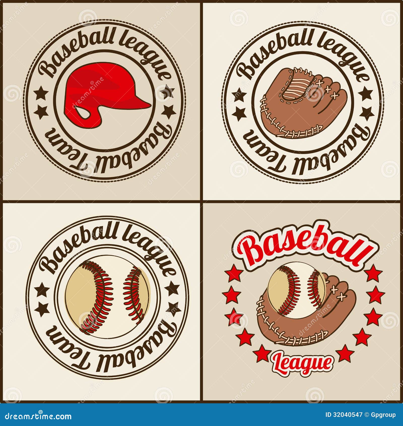 Baseball Seals Vector Illustration 32041828
