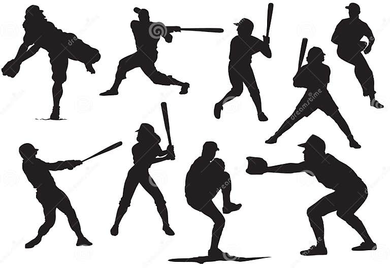 Baseball Silhouettes stock vector. Illustration of little - 3425312