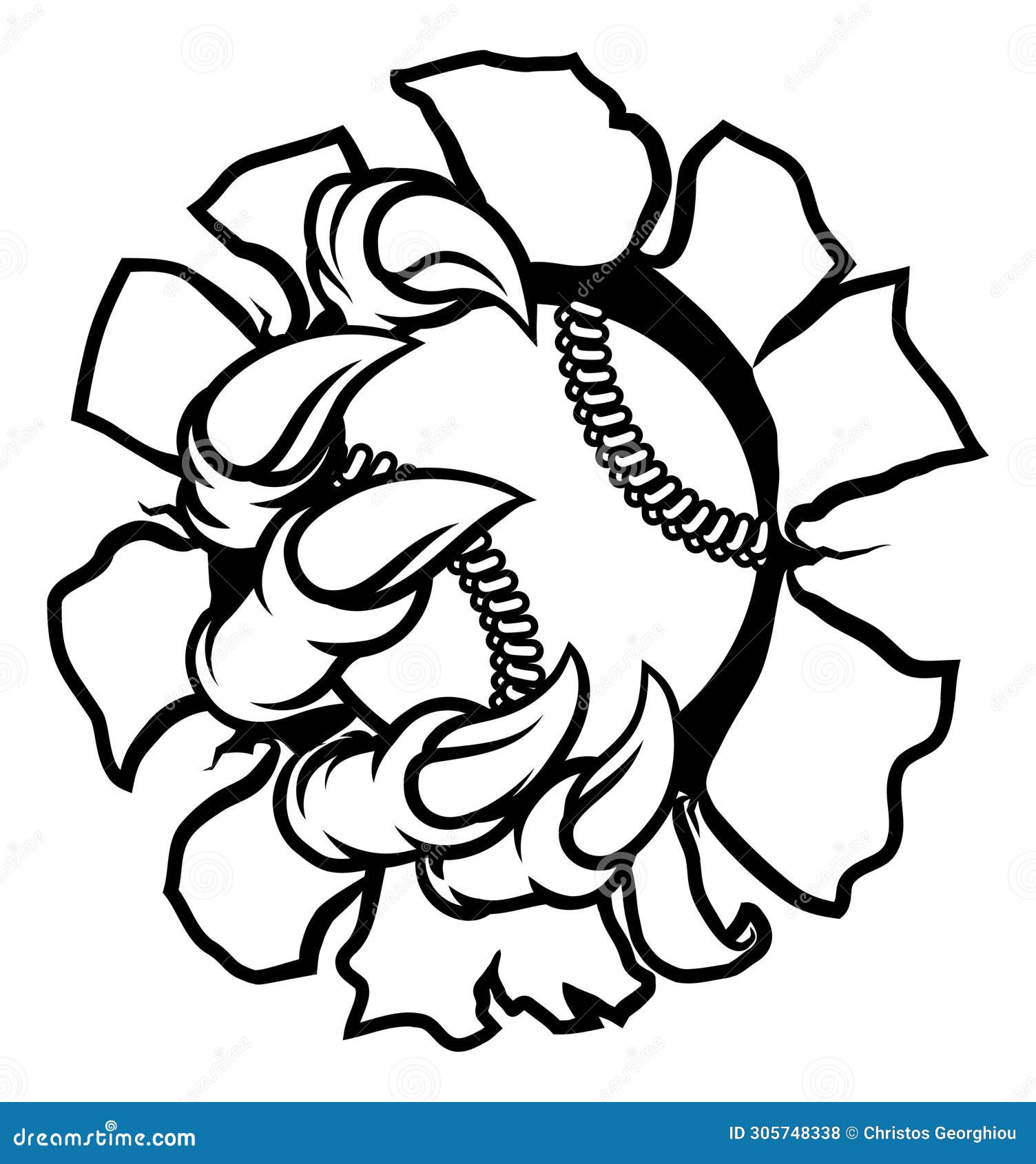Clipart of Black and White Monster or Eagle Claws Holding a