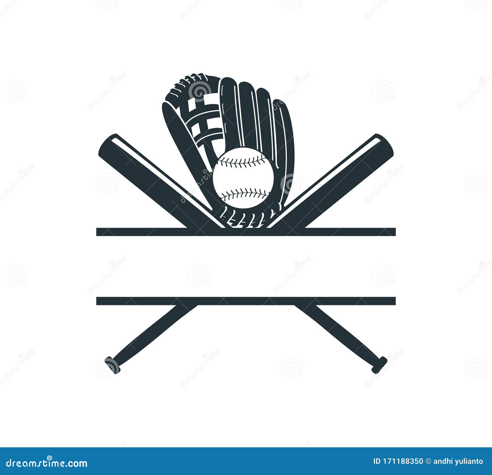Baseball Softball Glove Stuff Split Badge Name Vector Logo Graphic