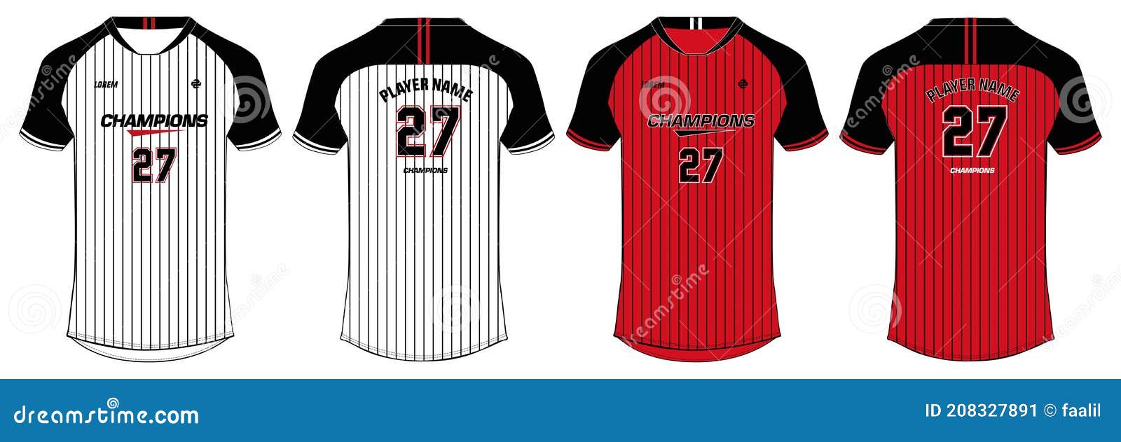 Baseball Sports Jersey T Shirt Design Concept Vector Template Football Jersey  Concept with Front and Back View for Stock Vector - Illustration of  football, flat: 208327891