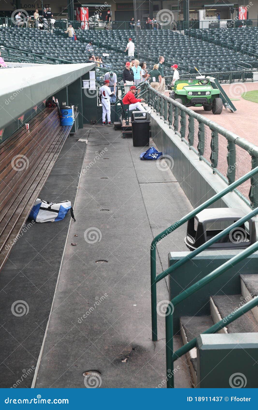 Baseball Stadium Dugout. Pre-game dugout for the minor league baseball team Great Lakes Loons in Midland Michigan.