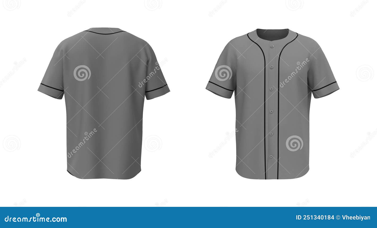 Baseball T-Shirt Mockup in Front and Back Views, 3d Illustration, 3d ...