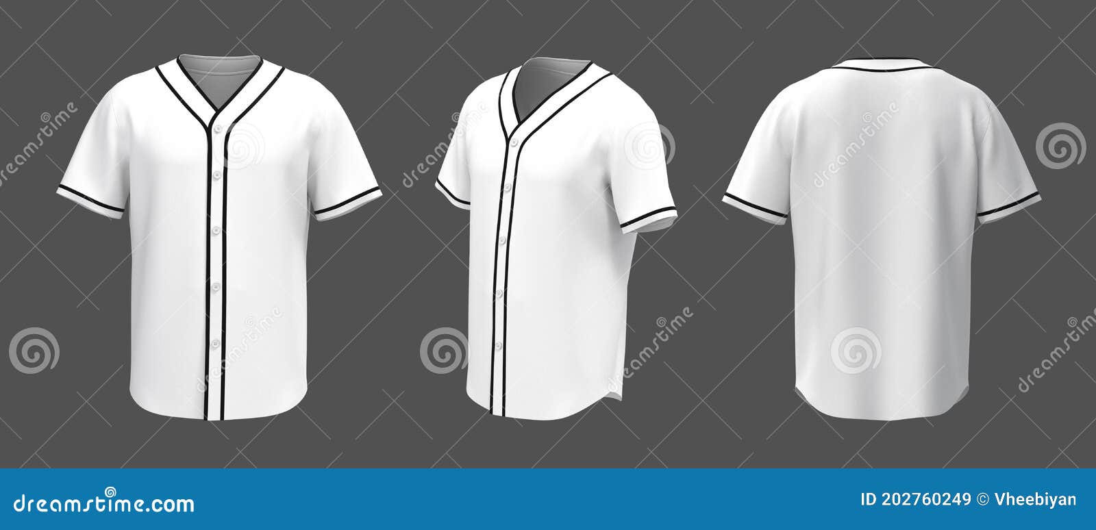 Baseball T-Shirt Mockup in Front, and Back Views Stock Illustration ...