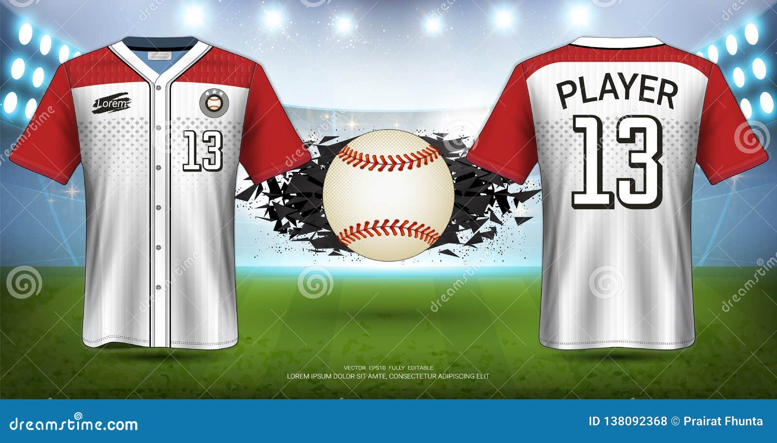 Download Baseball Uniforms & Jerseys, Short Sleeve Shirt Sport Mockup Template. Stock Vector ...