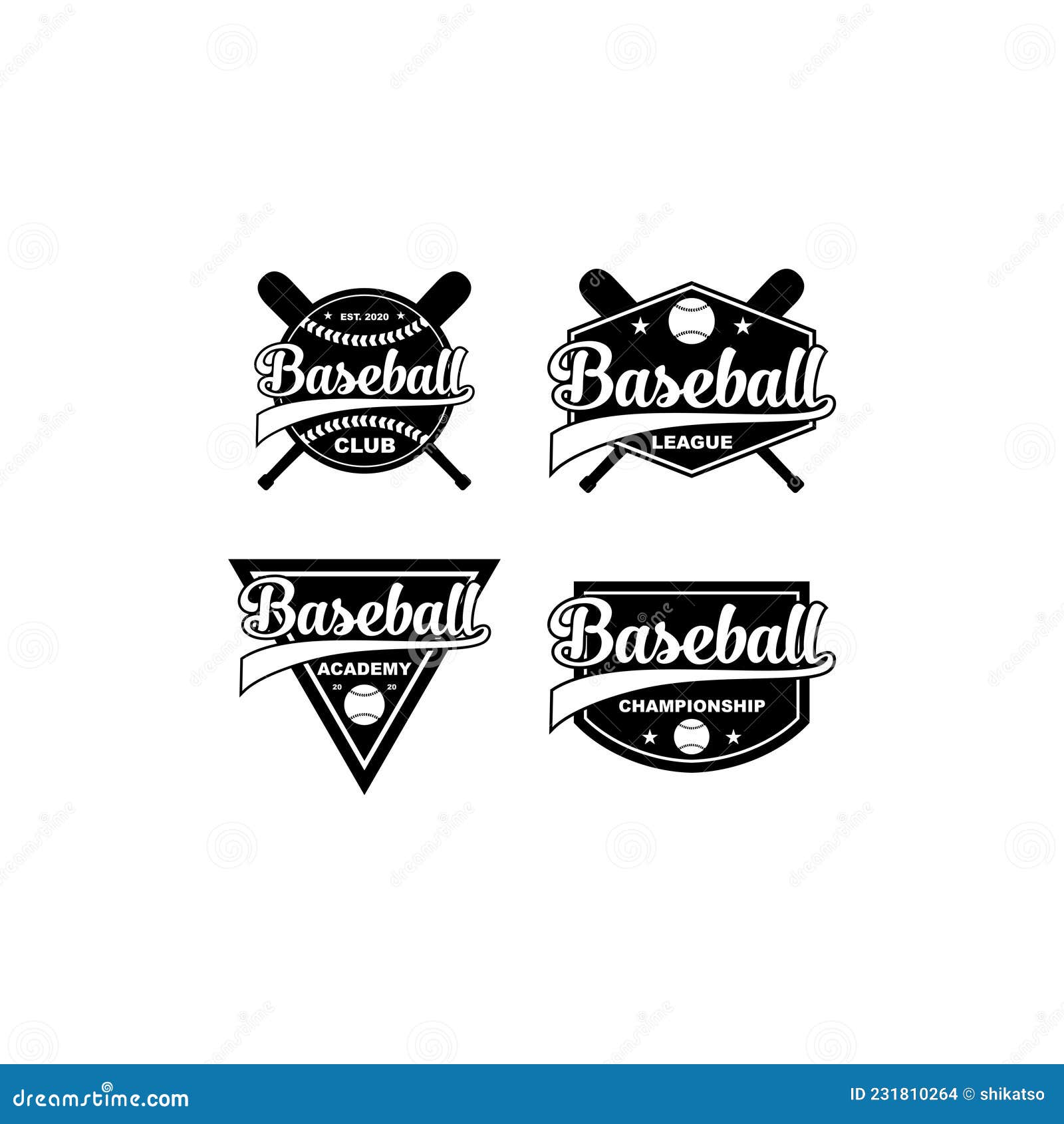 Baseball Vector Logo Badge Set Design Stock Vector - Illustration of ...